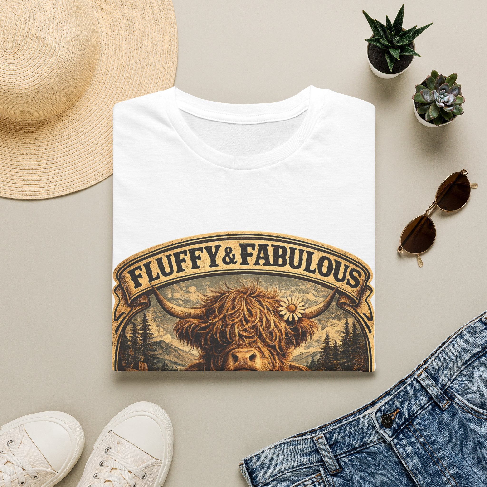 Fluffy & Fabulous Highland Cow Unisex Softstyle T-Shirt