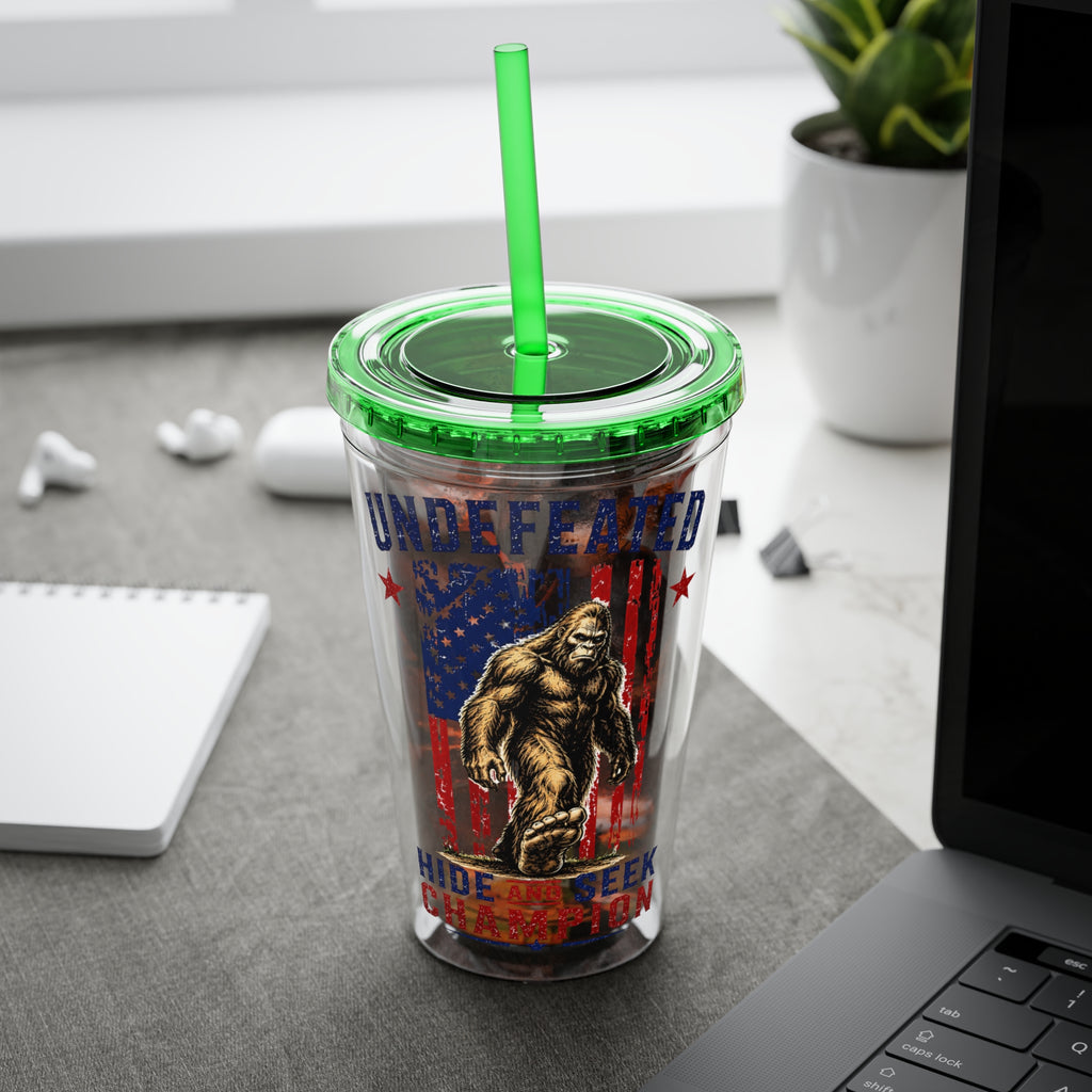 Undefeated Hide & Seek Champion 4th of July Sunsplash Tumbler with Straw, 16oz