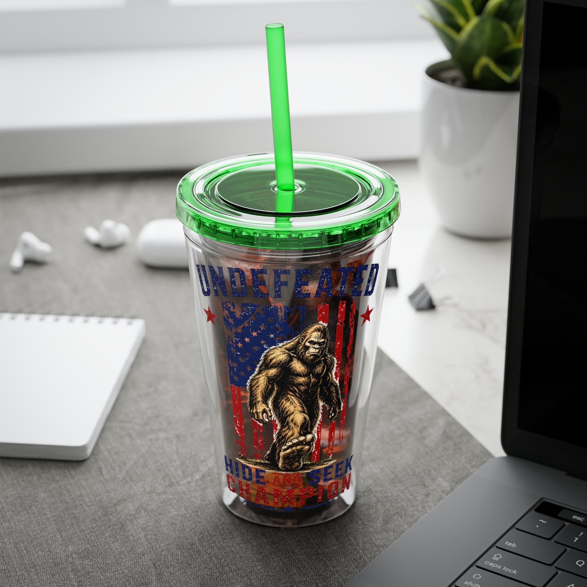 Undefeated Hide & Seek Champion 4th of July Sunsplash Tumbler with Straw, 16oz