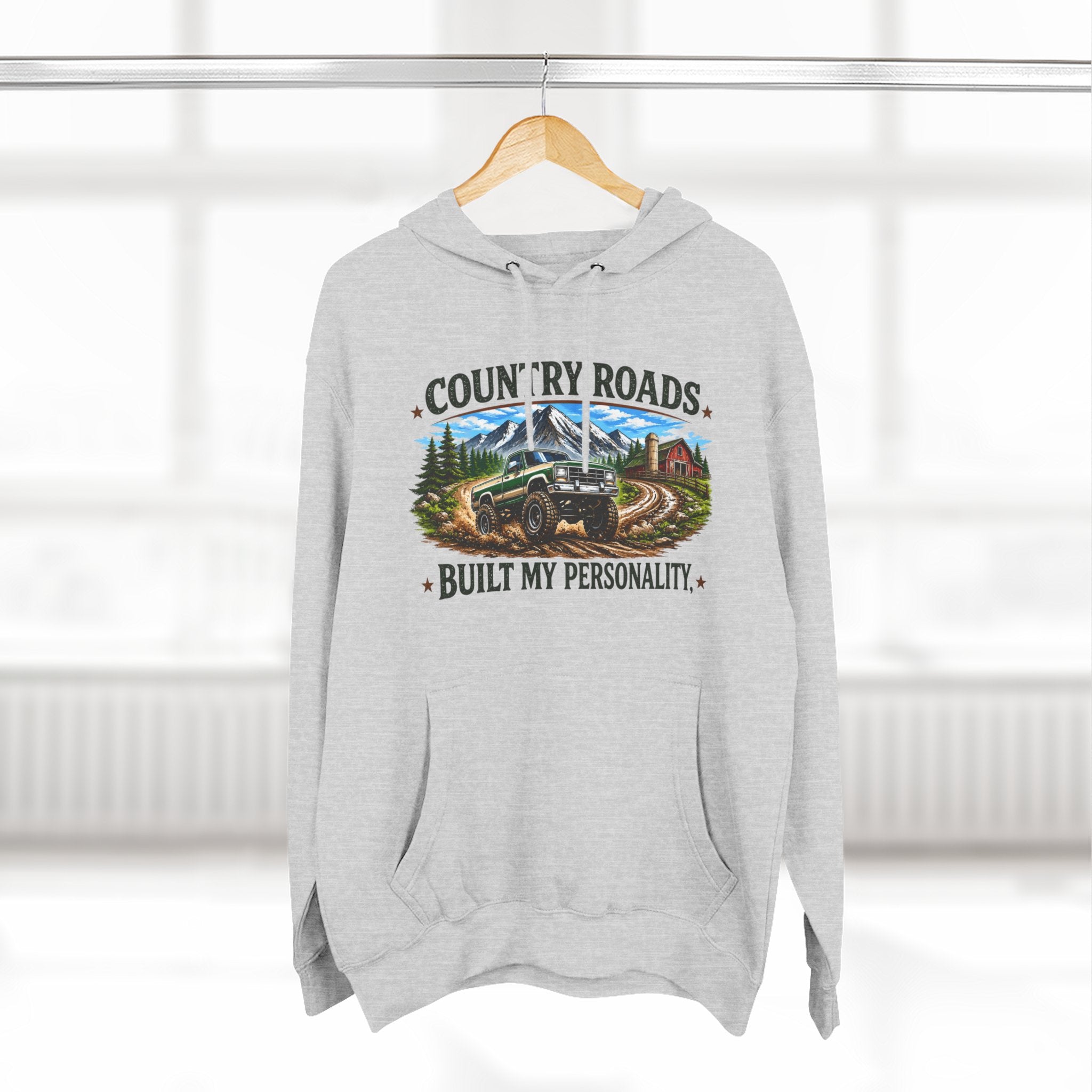 Country Roads Hoodie — "Country Roads Built My Personality" Graphic Hoodie