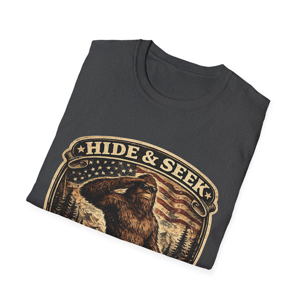 Sasquatch 'Hide & Seek' Graphic T-Shirt — Vintage Bigfoot Tee