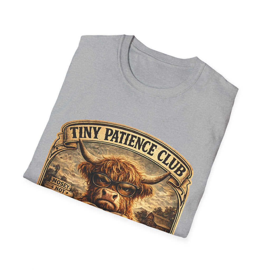 Tiny Patience Club Highland Cow Unisex Softstyle T-Shirt