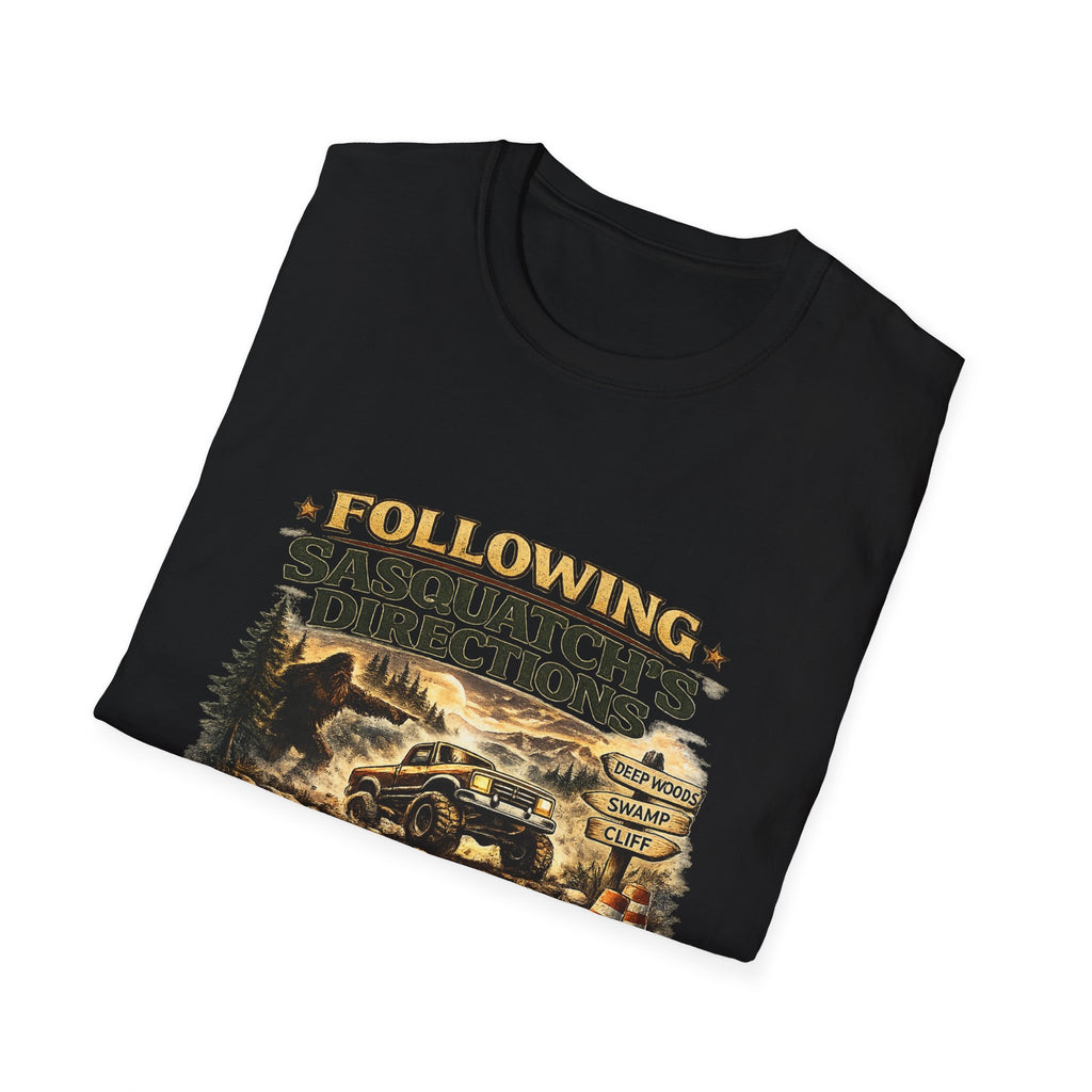 Sasquatch Directions T-Shirt — "Following Sasquatch's Directions" Graphic Tee