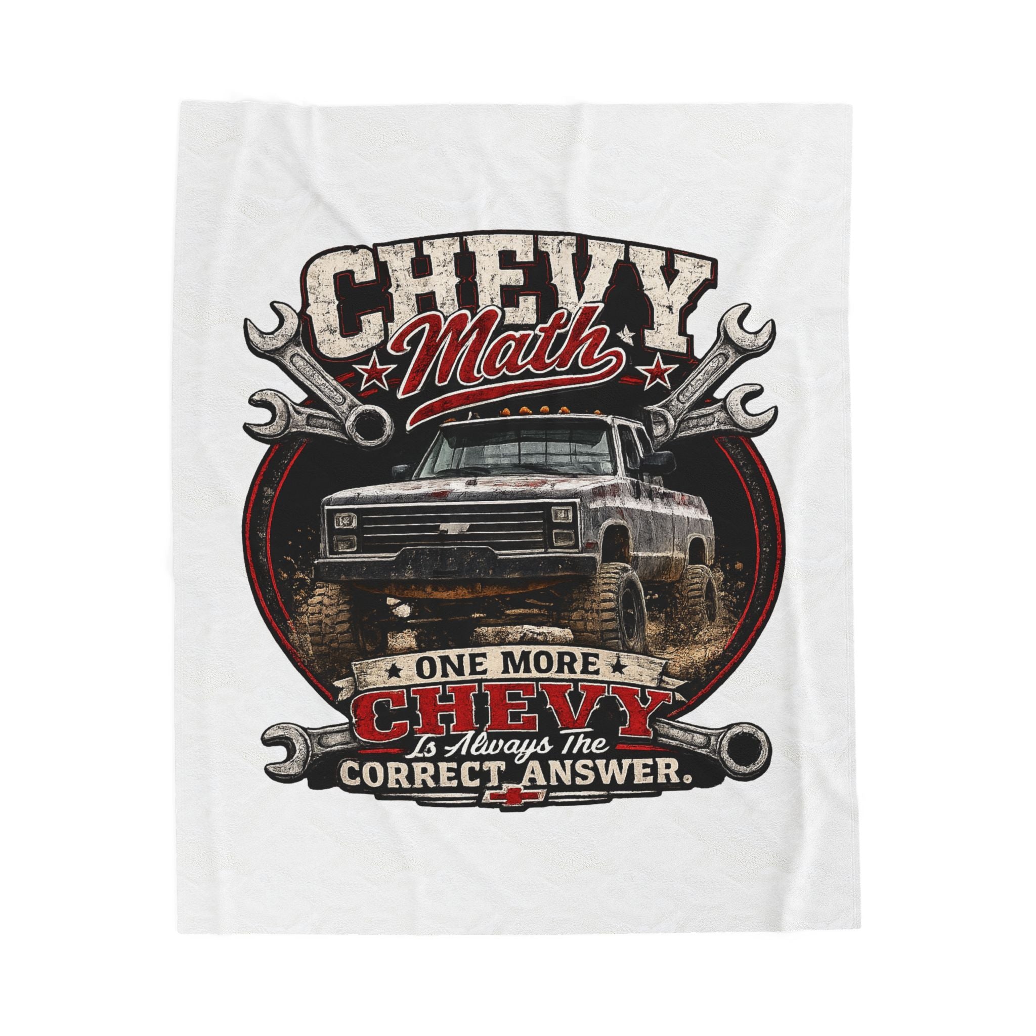 "One More Chevy" Off-Road Truck Throw – Chevy Math Velveteen Plush Blanket