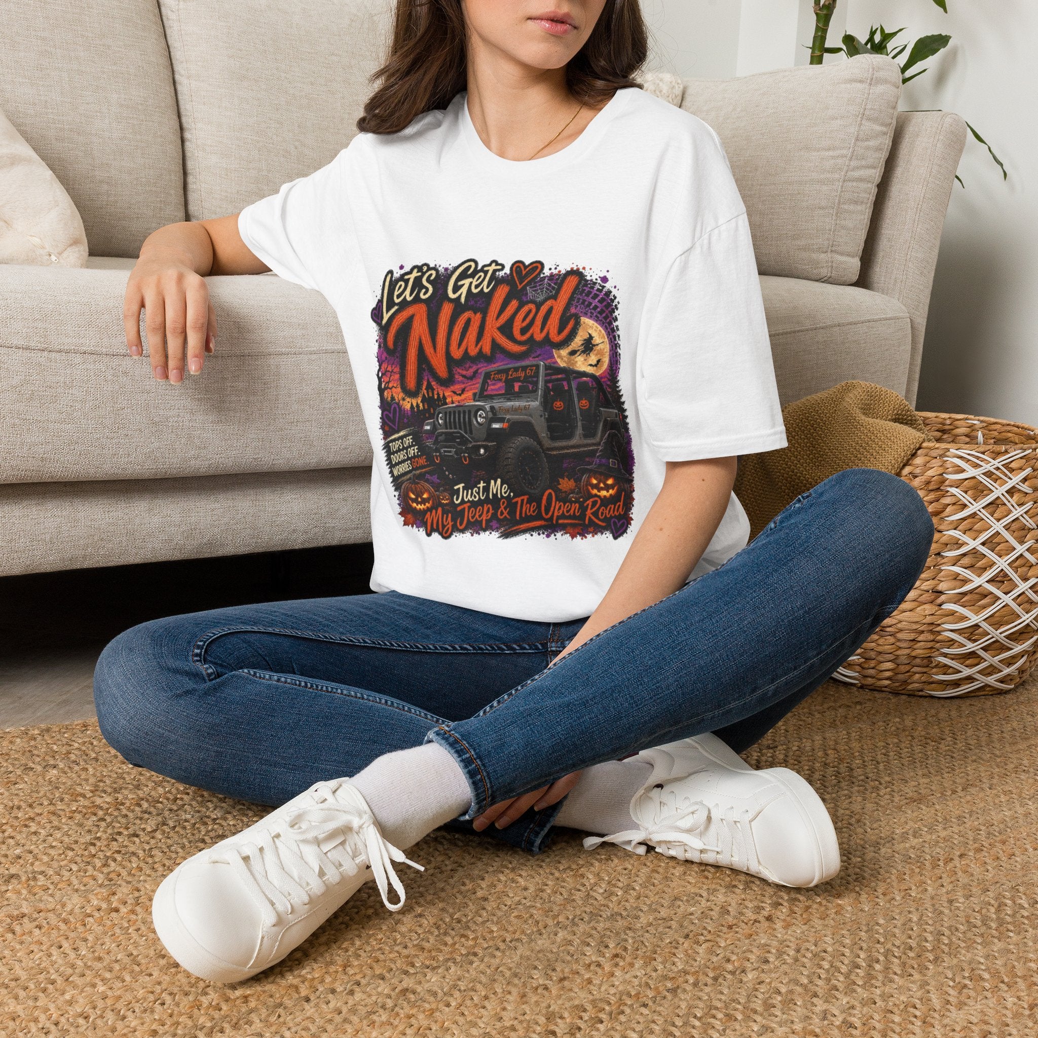Let's Get Naked T-Shirt — Retro Halloween Camper Graphic Tee