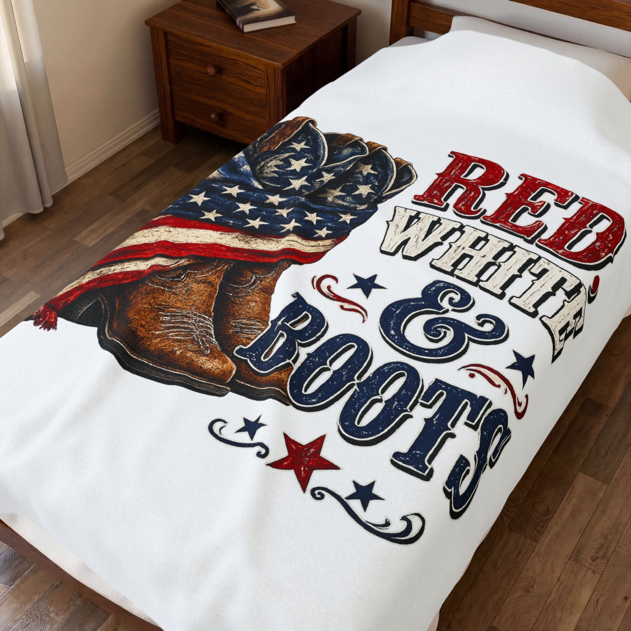 Red, White & Boots 4th July Velveteen Plush Blanket