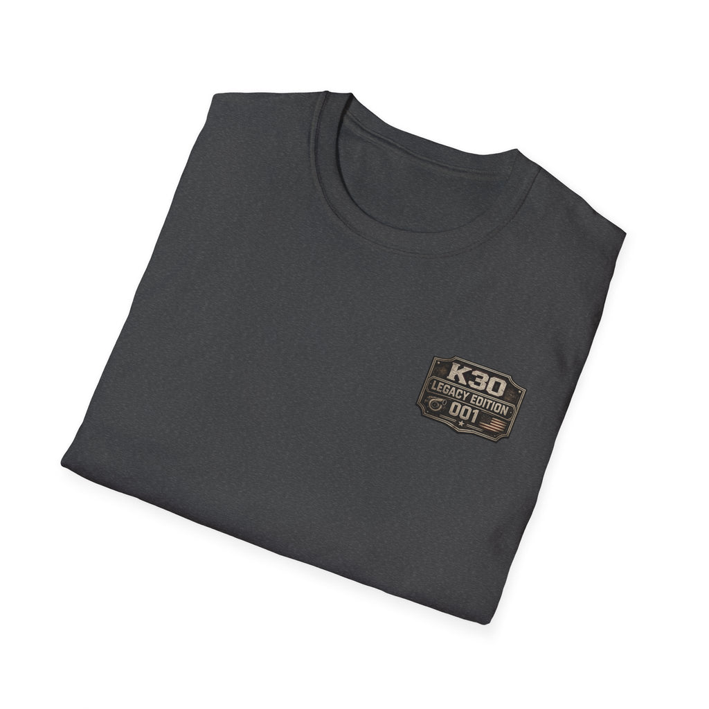 Chevy Parking Only Everyone Else Can Walk - K30 Legacy Edition Badge T-Shirt — 'K30 Legacy Edition 001' Chest Logo