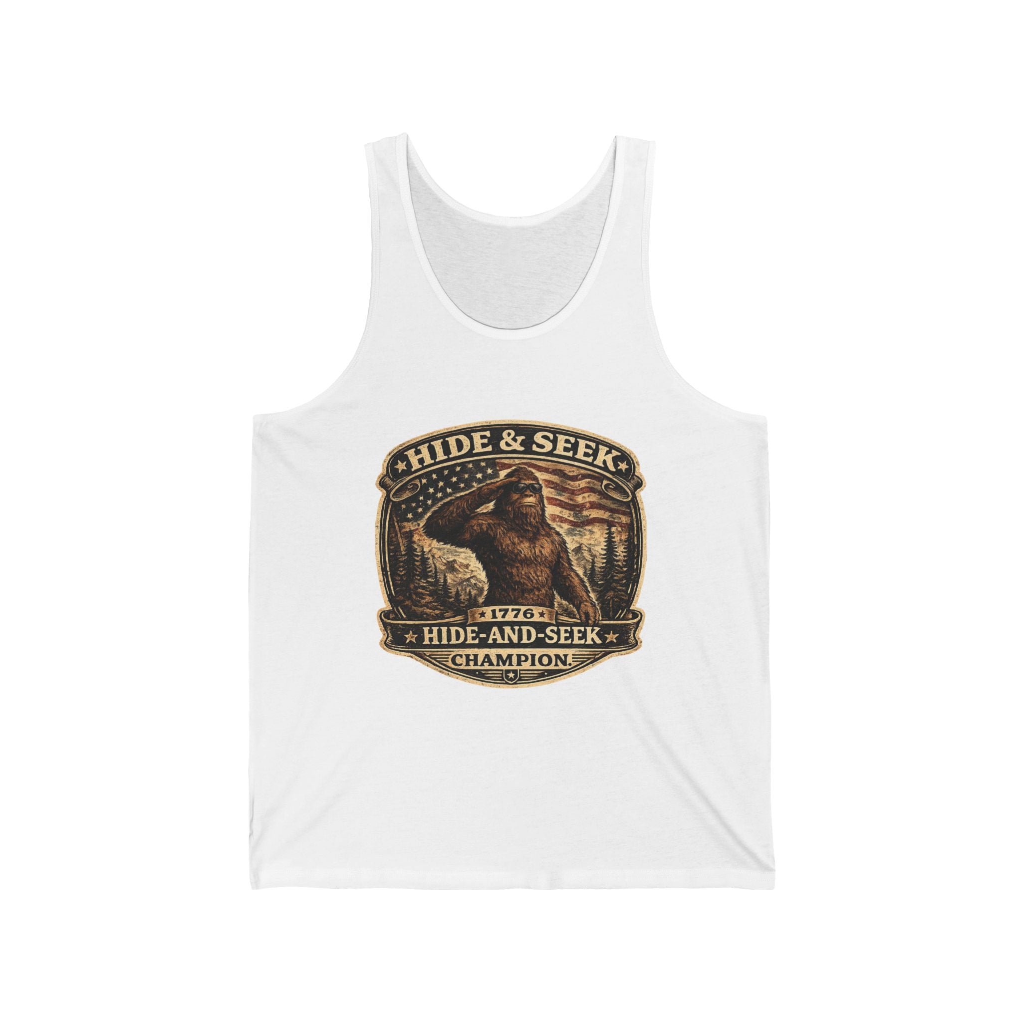 Hide & Seek Champion Tank Top - Bigfoot Sasquatch Vintage Graphic