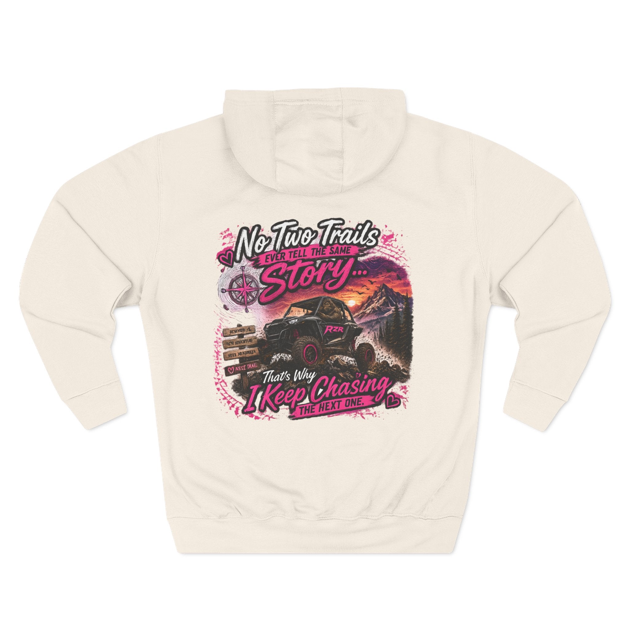 Adventure Off-Road Hoodie — "No Two Trails Ever Tell the Same Story" Graphic