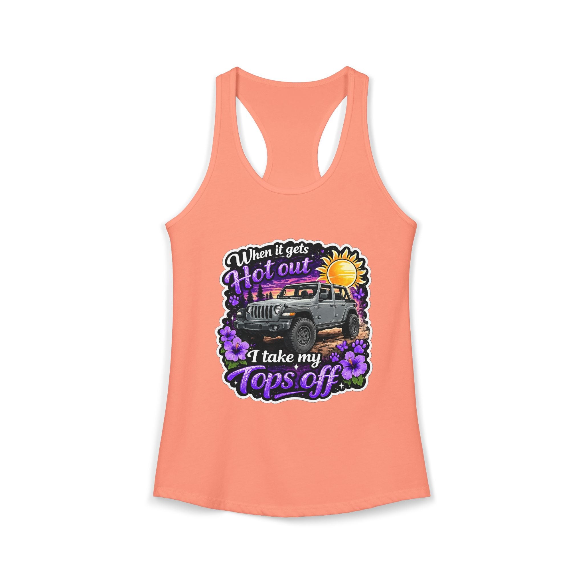 When It Gets Hot I Take My Tops Off (Purple) Women's Ideal Racerback Tank