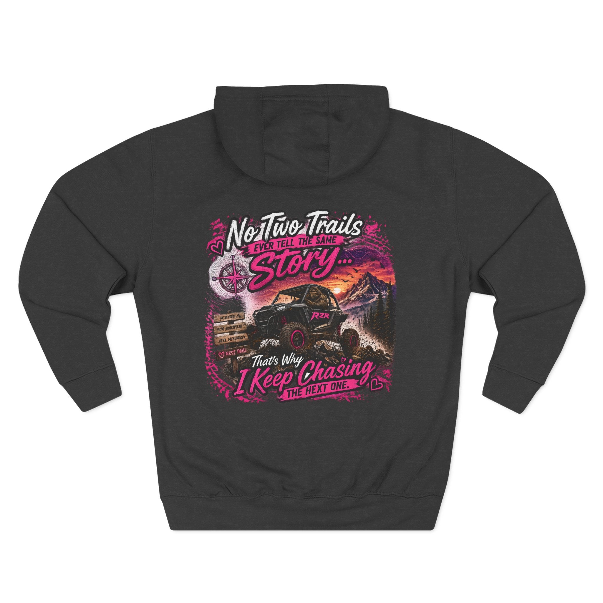 Adventure Off-Road Hoodie — "No Two Trails Ever Tell the Same Story" Graphic