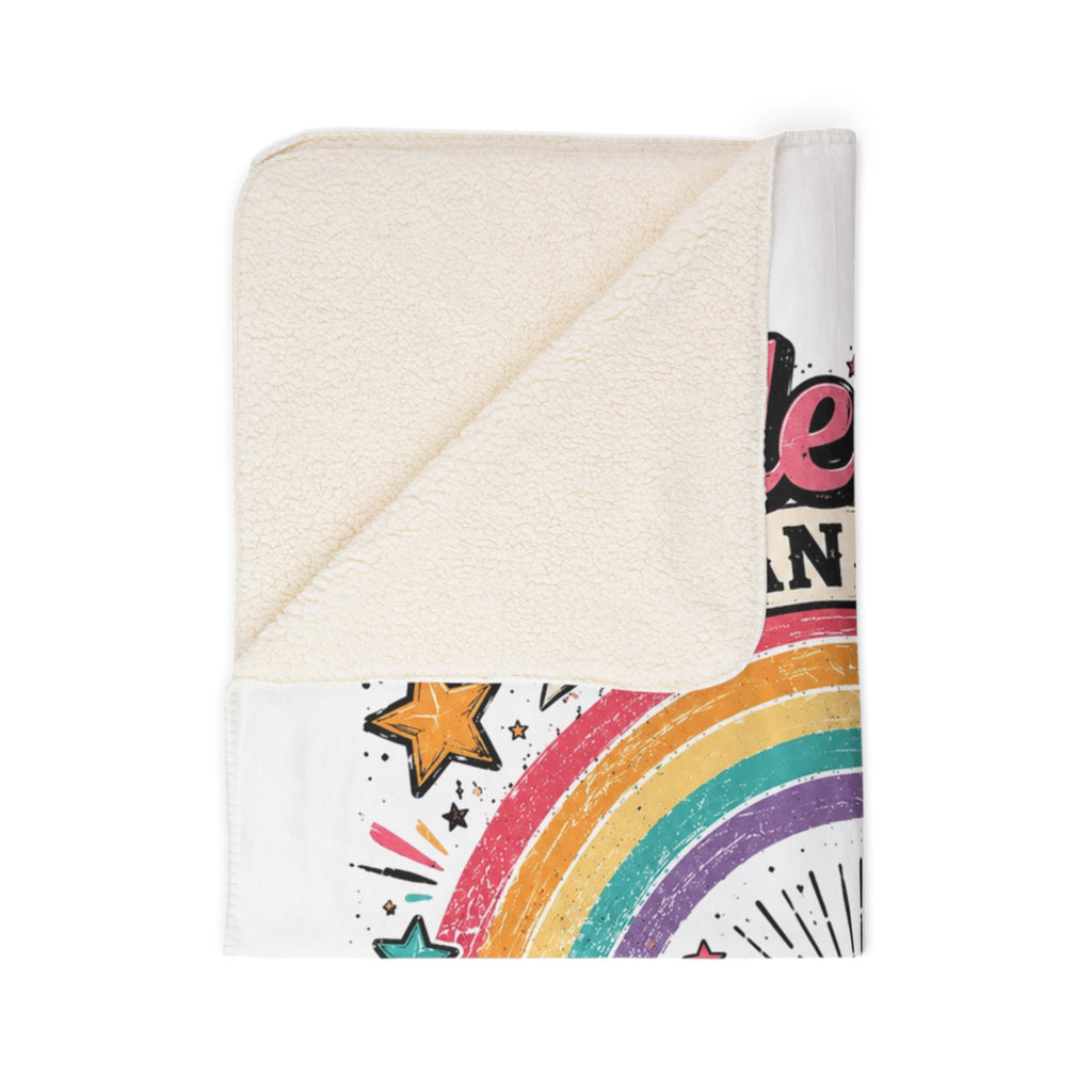 "Smile First, Plan Later" Rainbow Chaos Cozy Throw — Fleece Sherpa Blanket