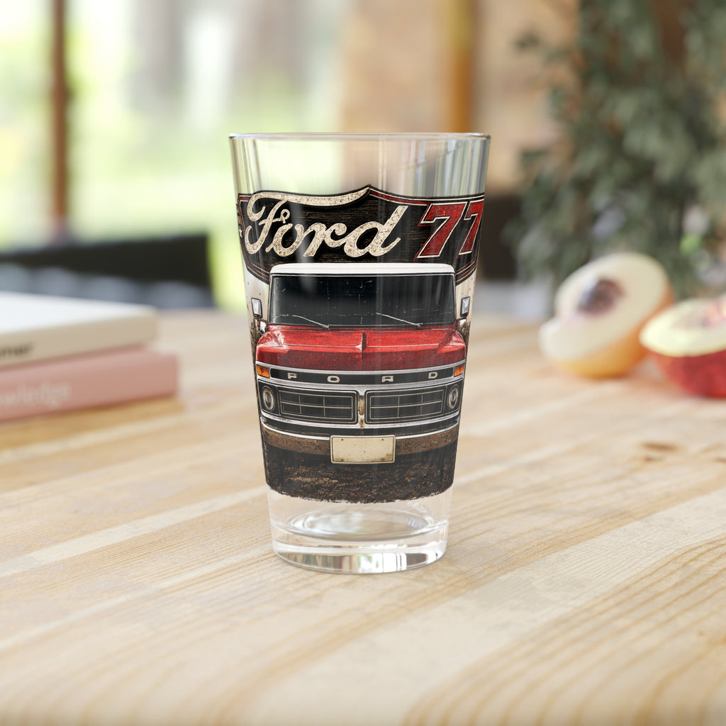 Vintage Ford 77 Truck Pint Glass — 16oz Classic Pickup Beer Glass