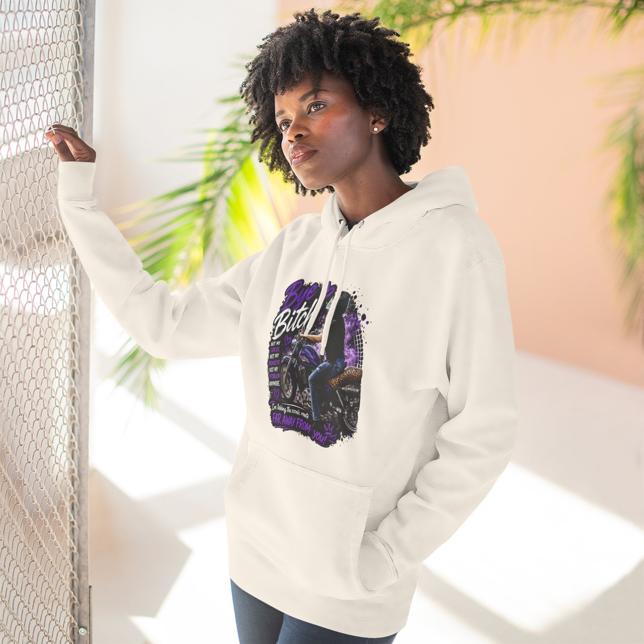 "Bitch" Retro Motorcycle Pullover — Biker Babe Graphic Hoodie