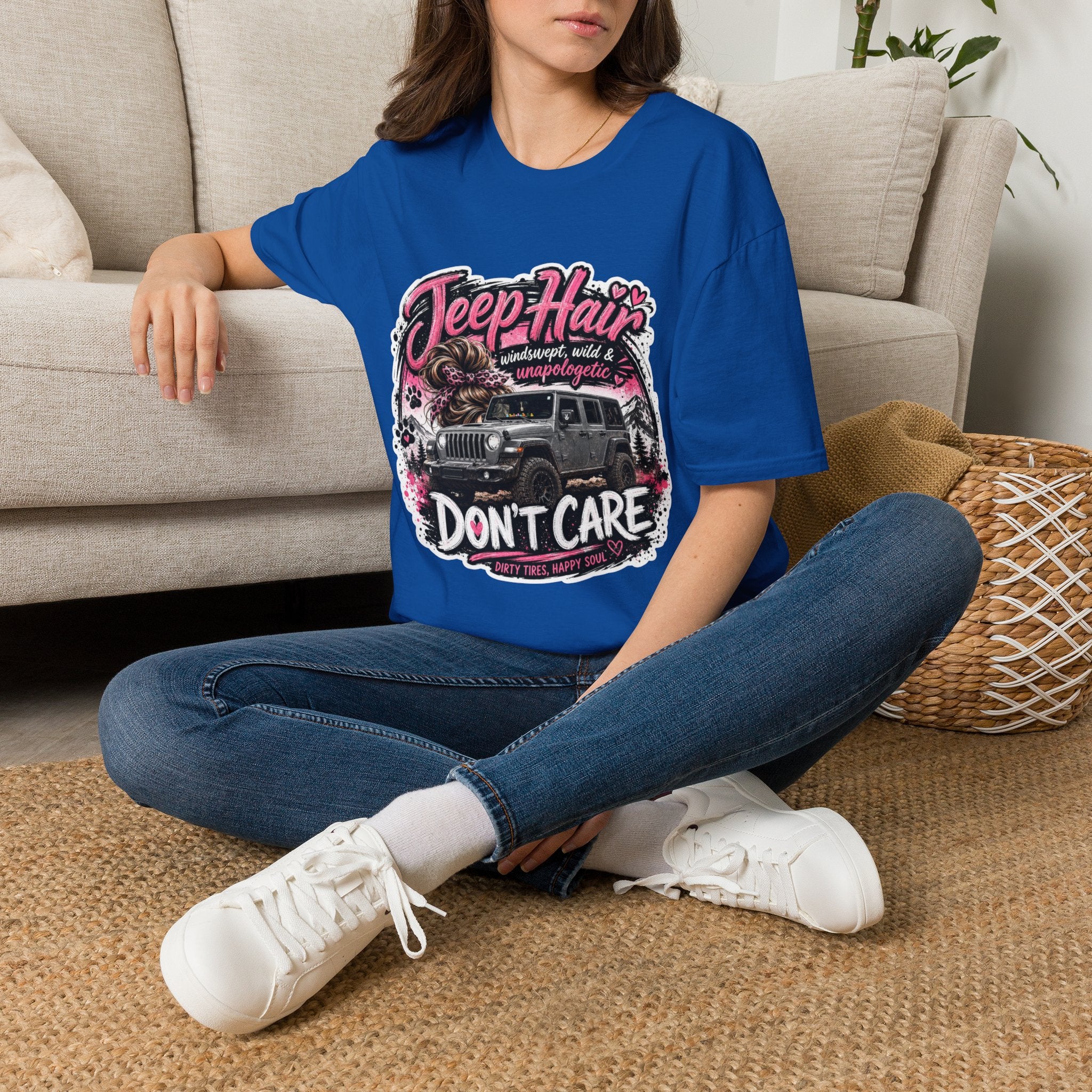 Jeep Hair Don't Care (Pink) Unisex Softstyle T-Shirt