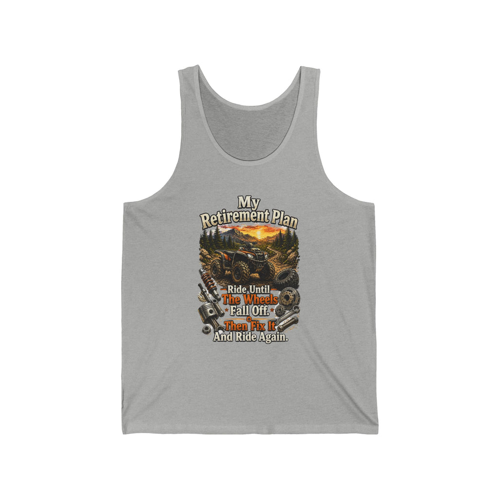 "My Retirement Plan: Ride Until I Fall Off...and Ride Again" — Motorcycle Retirement Tank Top