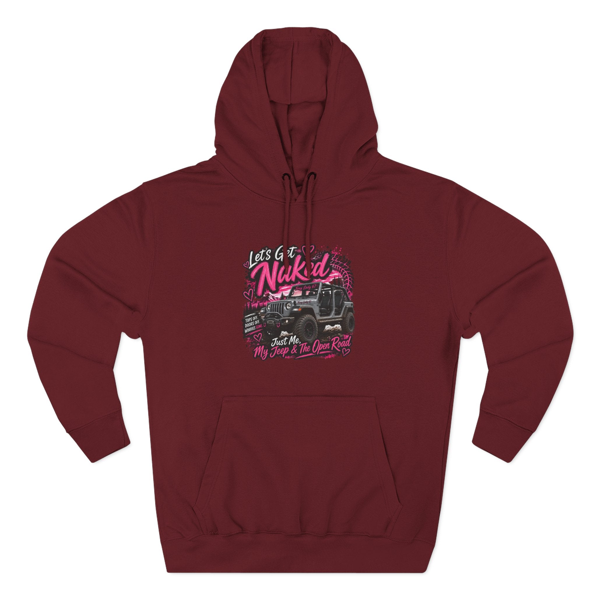 Jeep 'Let's Get Naked' Graphic Hoodie — (Pink) Off-Road Adventure Pullover