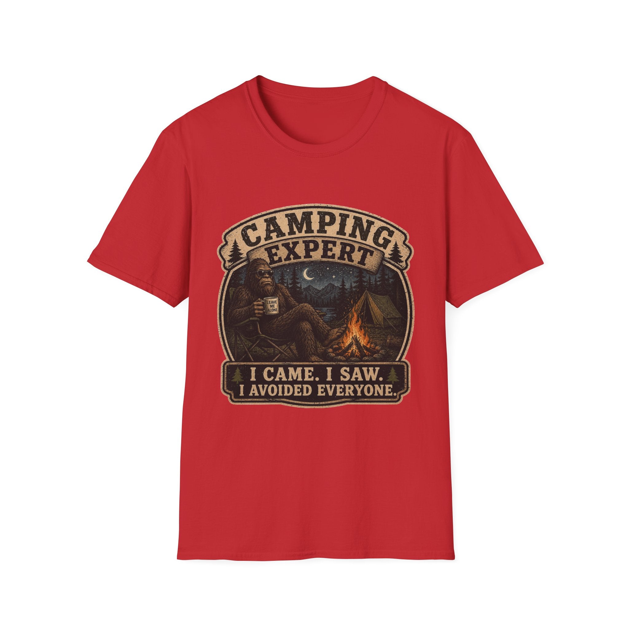 Camping Expert T-Shirt — “I Came. I Saw. I Avoided Everyone.” Outdoorsy Campfire Tee