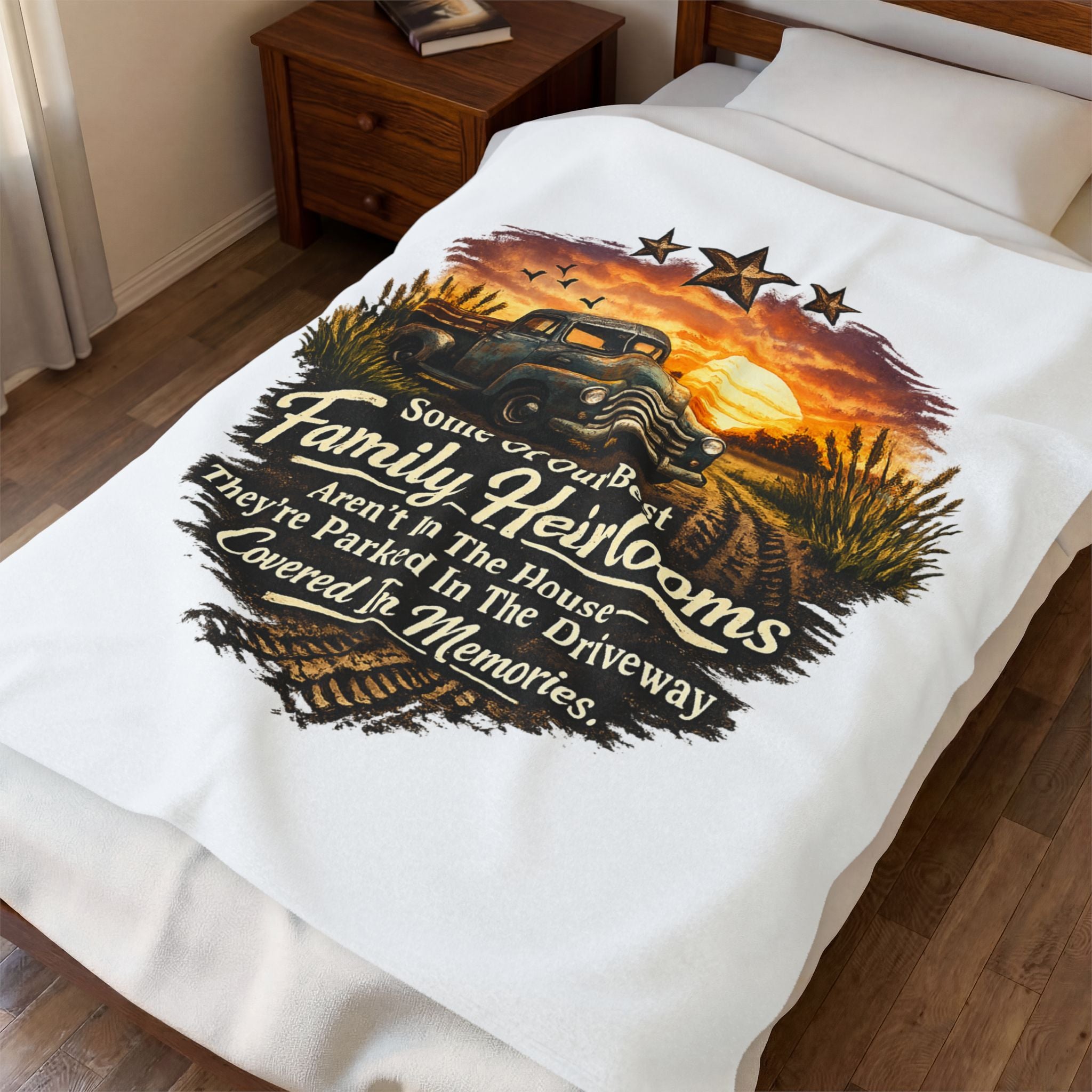 Family Heirlooms Truck Velveteen Plush Blanket — 'Some Of Our Best Family Heirlooms Aren’t In The House…They’re Parked In The [...]