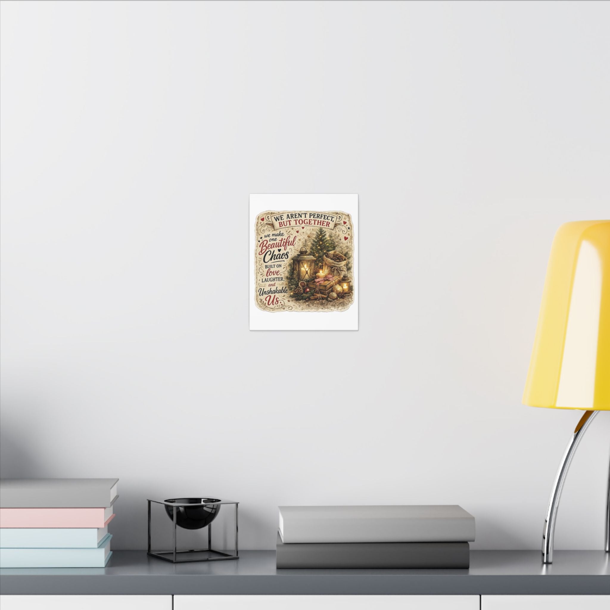 Christmas Family Canvas Wall Art — "We Aren't Perfect But Together" Holiday Decor