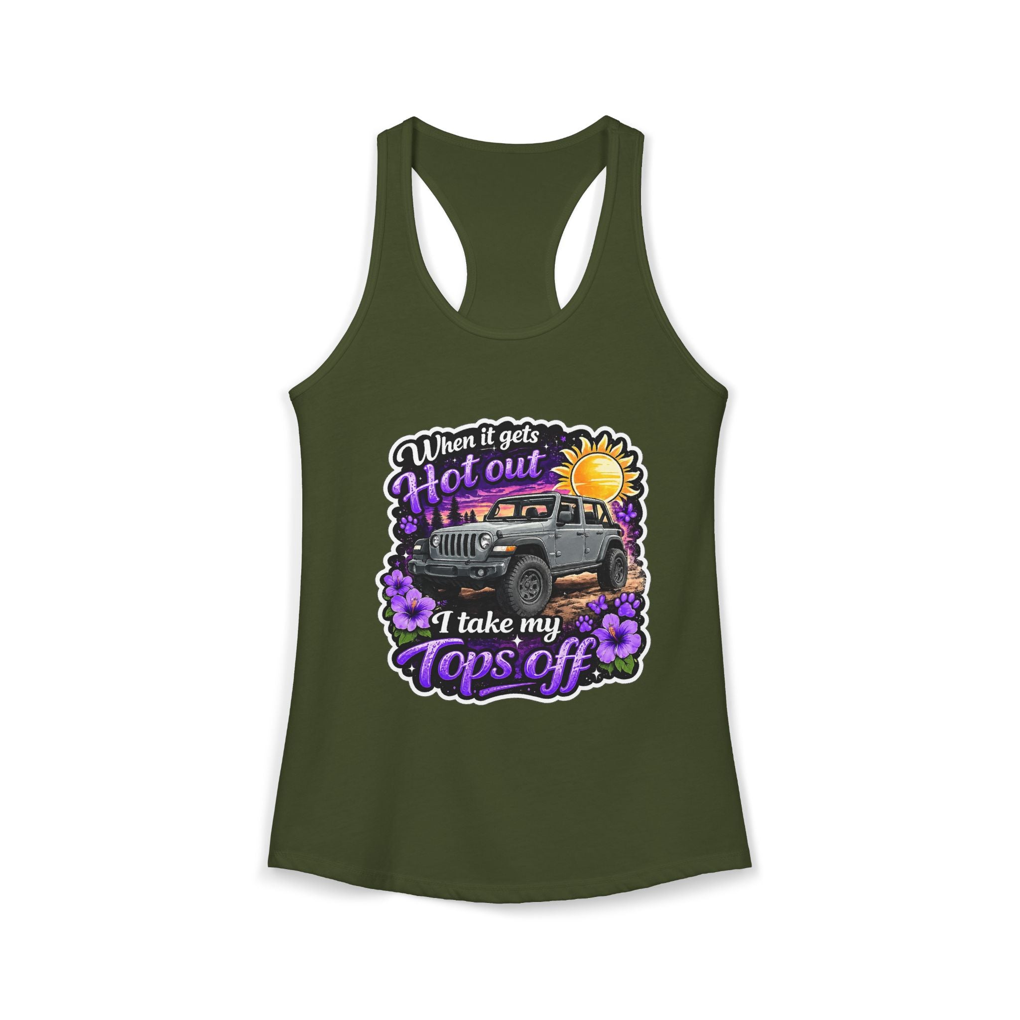 When It Gets Hot I Take My Tops Off (Purple) Women's Ideal Racerback Tank