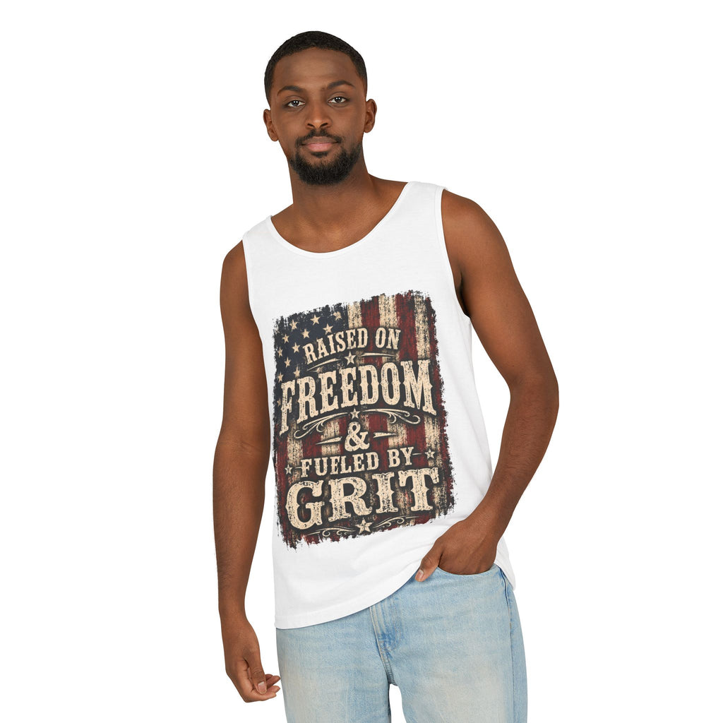Patriotic 'Raised on Freedom & Fueled by Grit' Tank Top