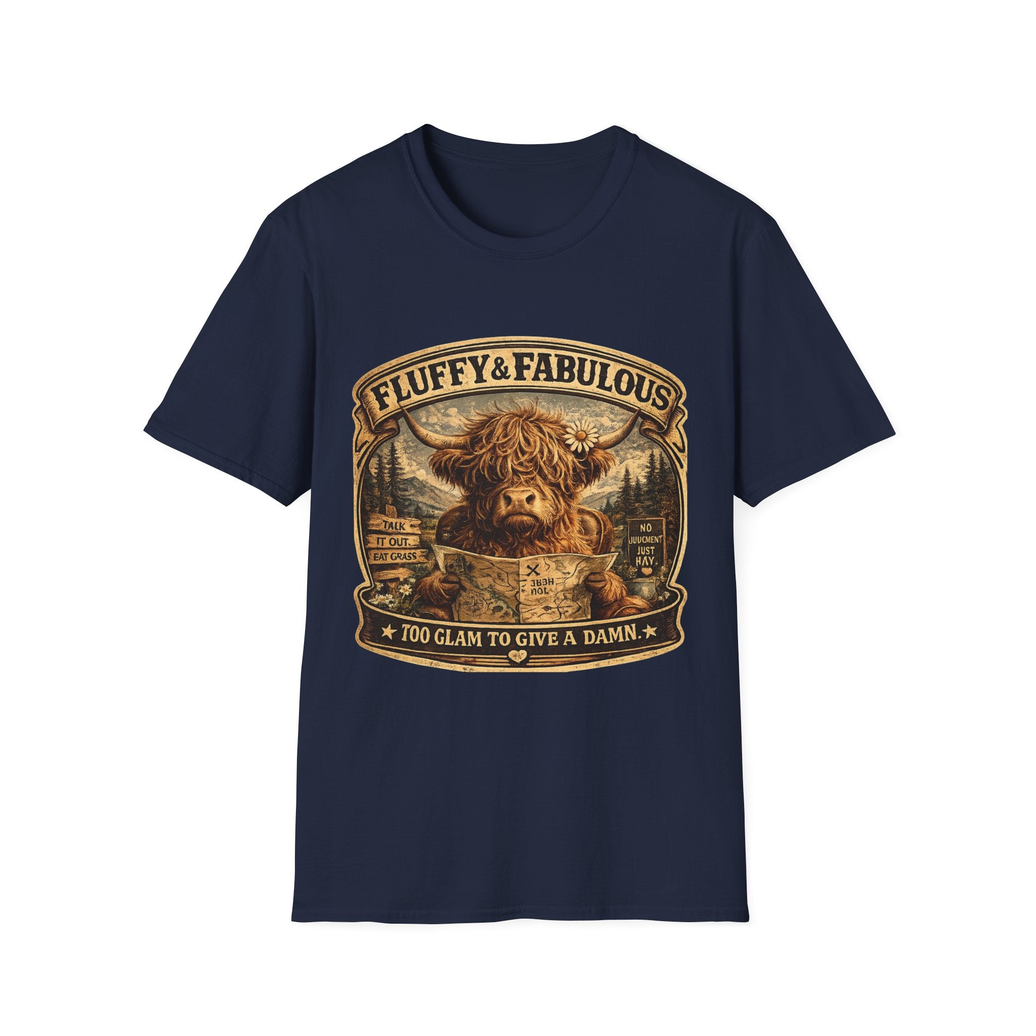 Fluffy & Fabulous Highland Cow Unisex Softstyle T-Shirt