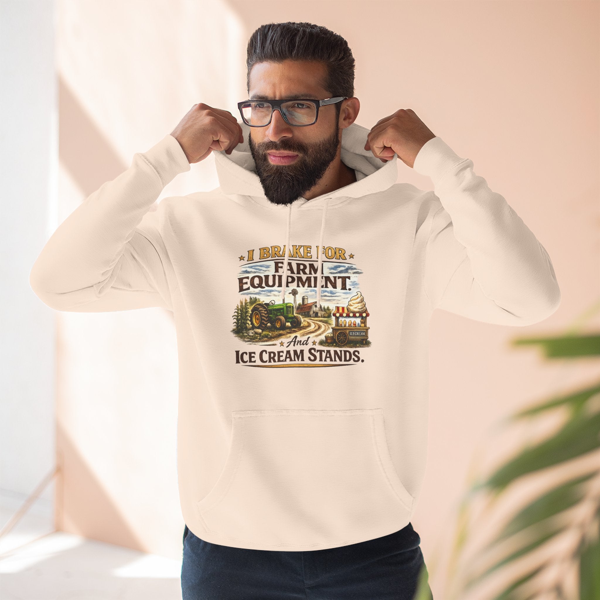 Farm Equipment & Ice Cream Stands Hoodie - Vintage Country Farming Graphic Hoodie