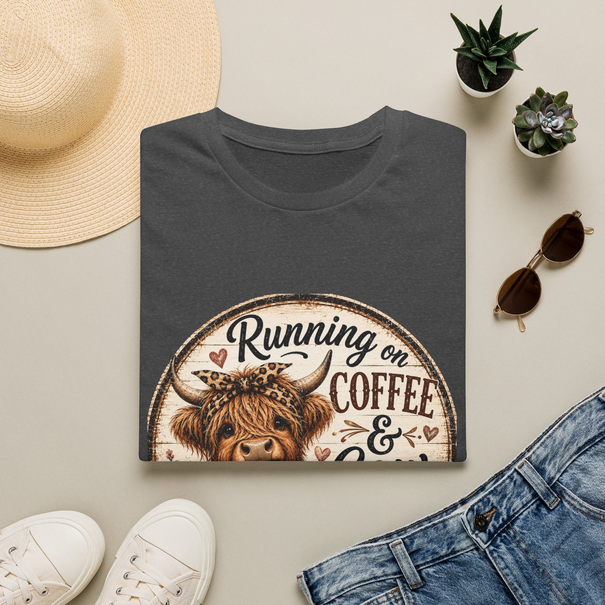 Running on Coffee & Cow Kisses - Unisex Softstyle T-Shirt