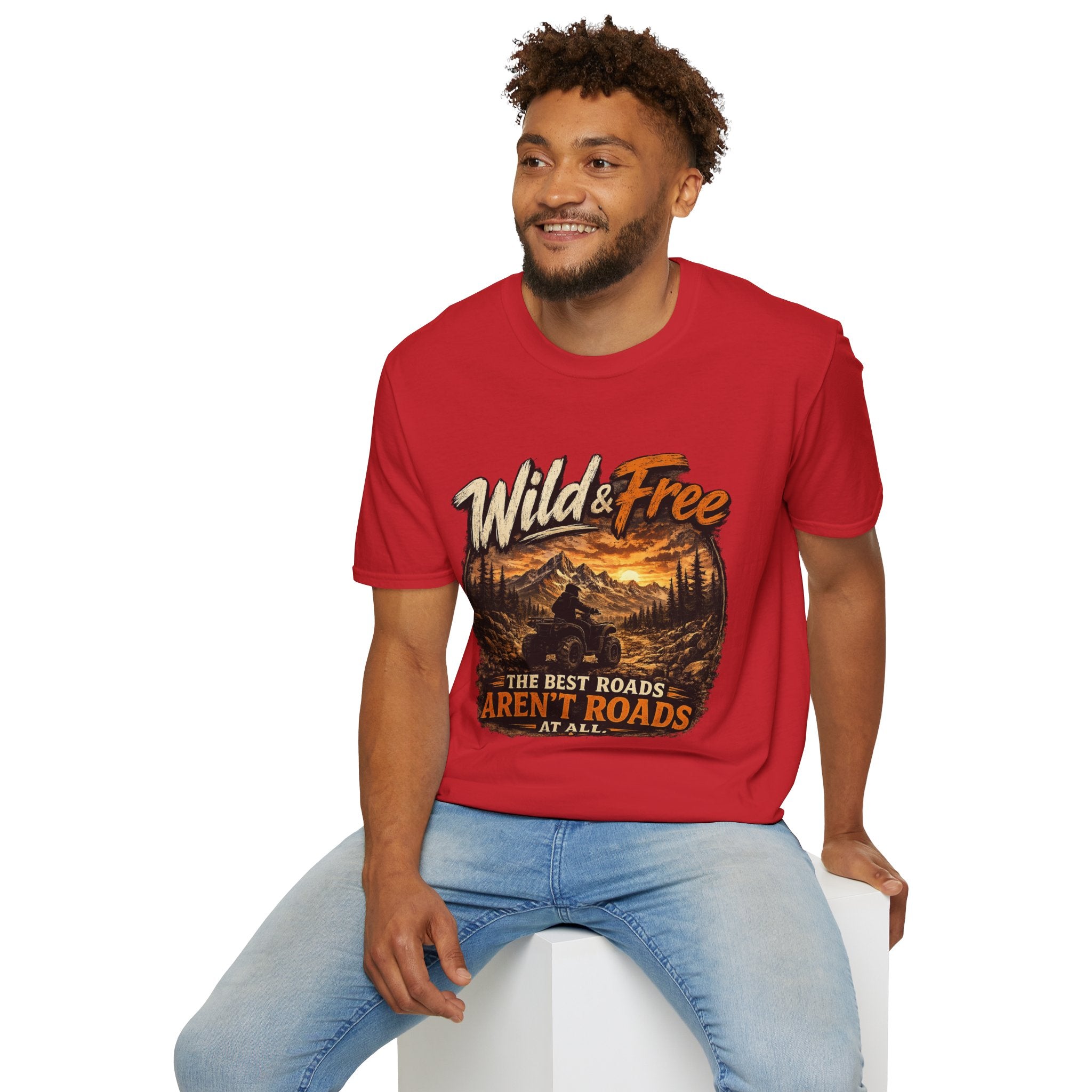 Wild & Free Mountain T-Shirt — 'The Best Roads Aren't Roads At All' Adventure Tee