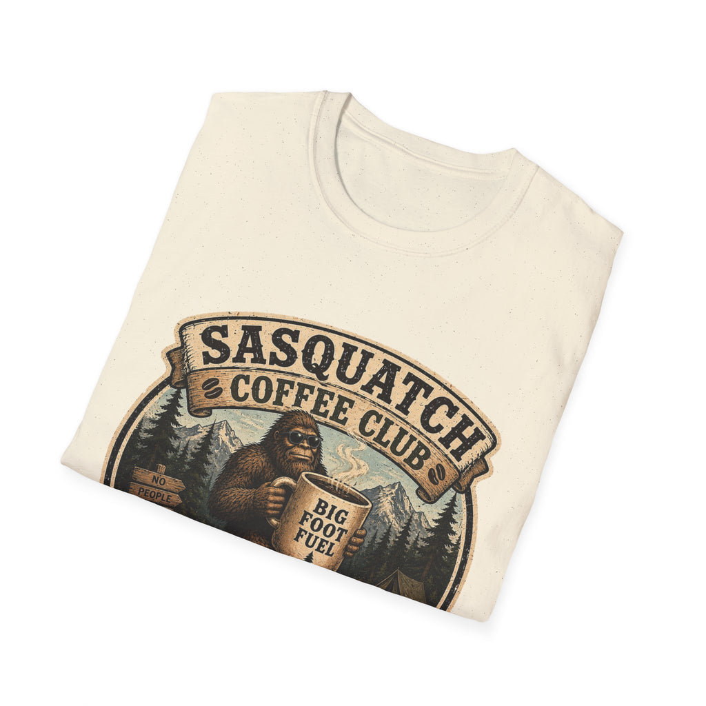 Sasquatch Coffee Club T-Shirt — "Running on Caffeine and Bad Decisions"