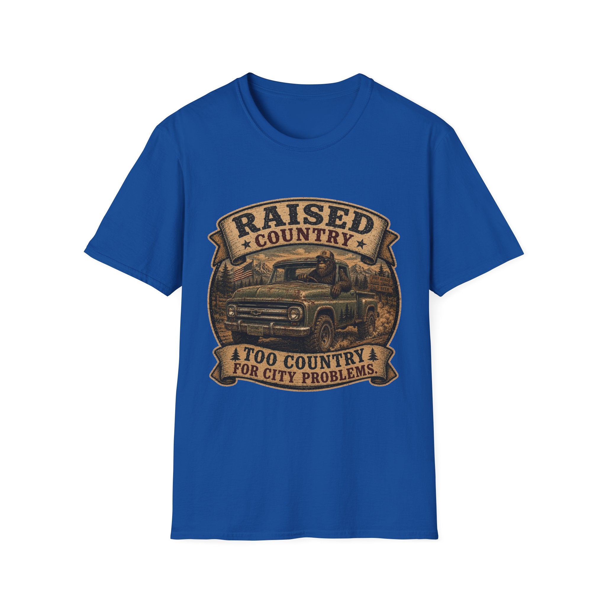 Raised Country T-Shirt — "Too Country for City Problems" Vintage Truck Tee