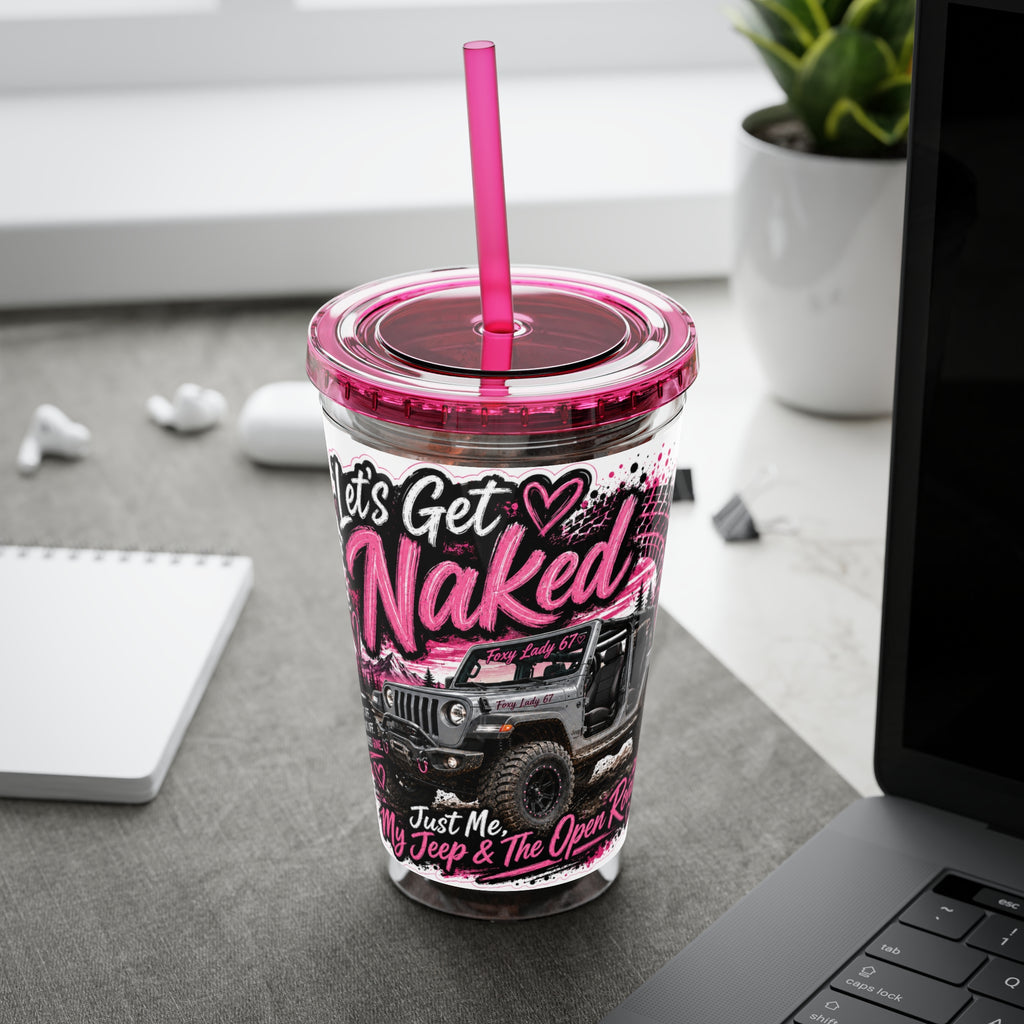 “Let’s Get Naked” Jeep Off‑Road — Straw Cup 16oz Tumbler