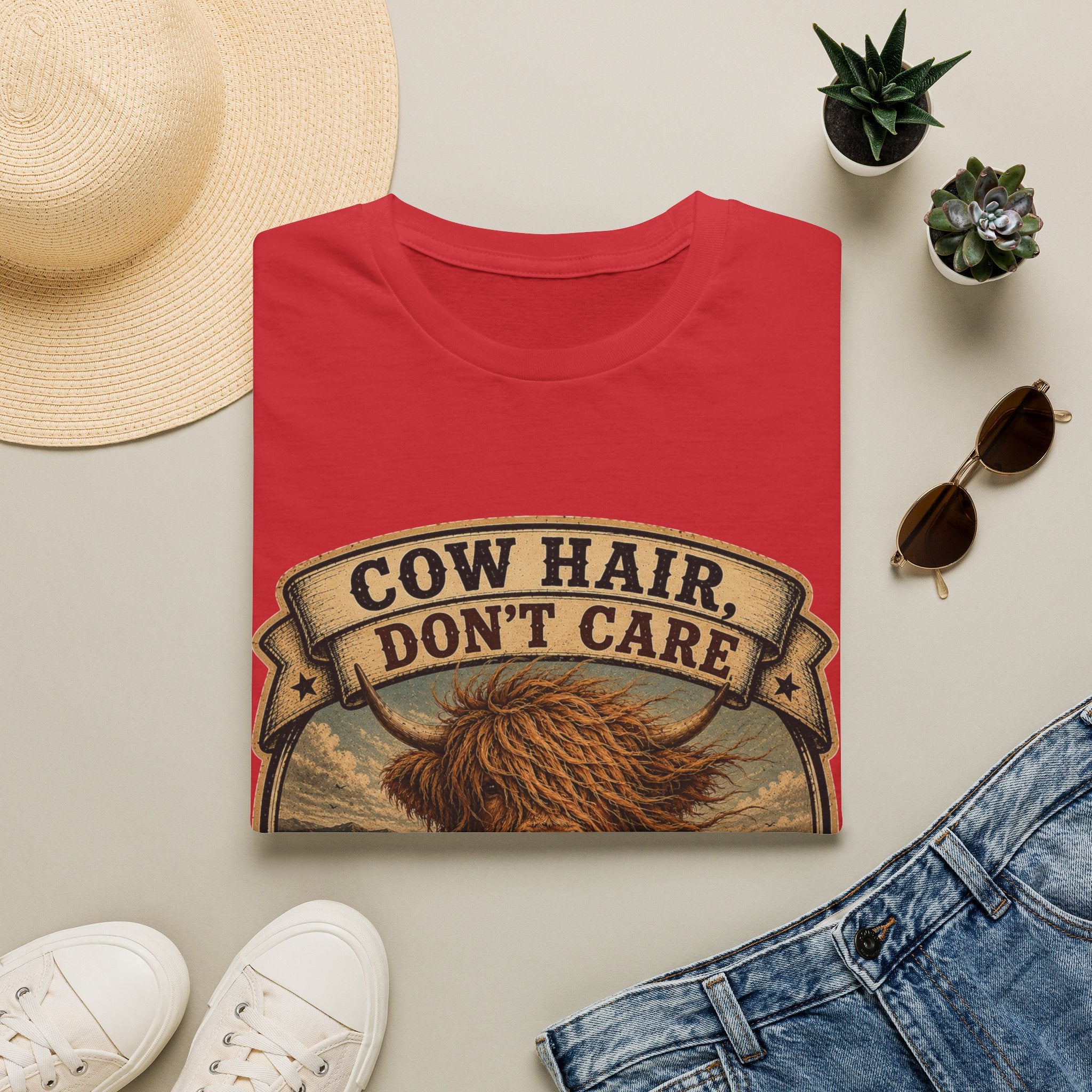 Cow Hair Don't Care Highland Cow - Unisex Softstyle T-Shirt