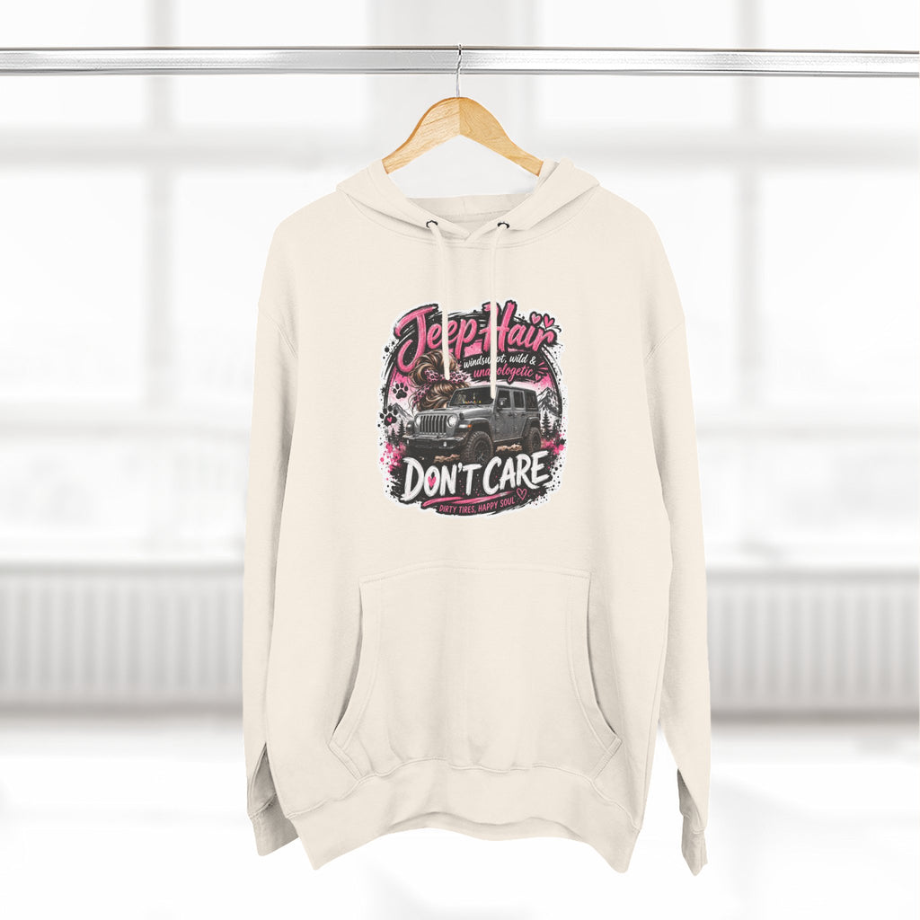 Jeep Hair Don't Care (Pink) Three-Panel Fleece Hoodie