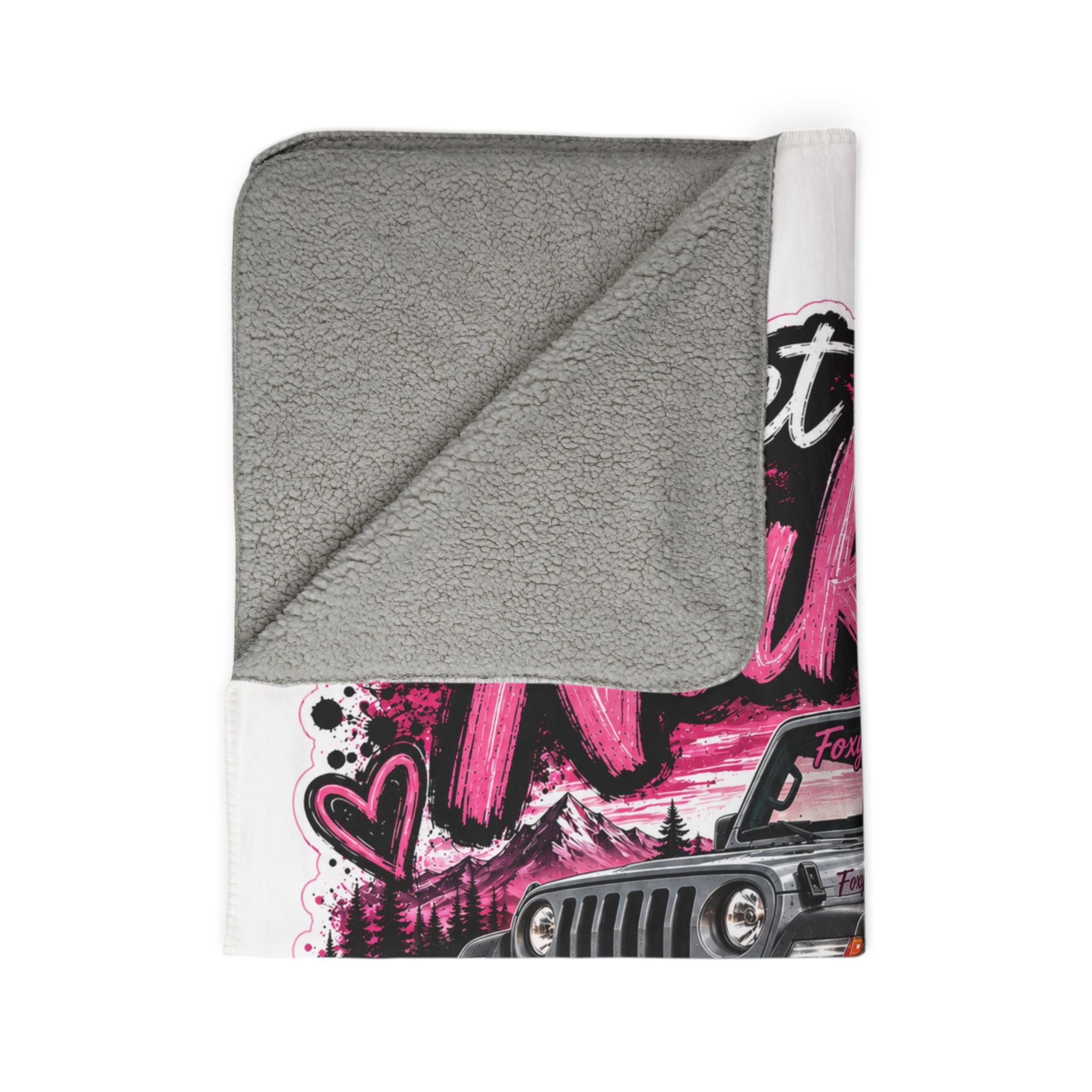 'Just Me, My Jeep & The Open Road' Cozy Throw — Let's Get Naked Jeep Sherpa Blanket