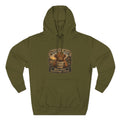 Morning Mood Moo First Questions Later Highland Cow Three-Panel Fleece Hoodie