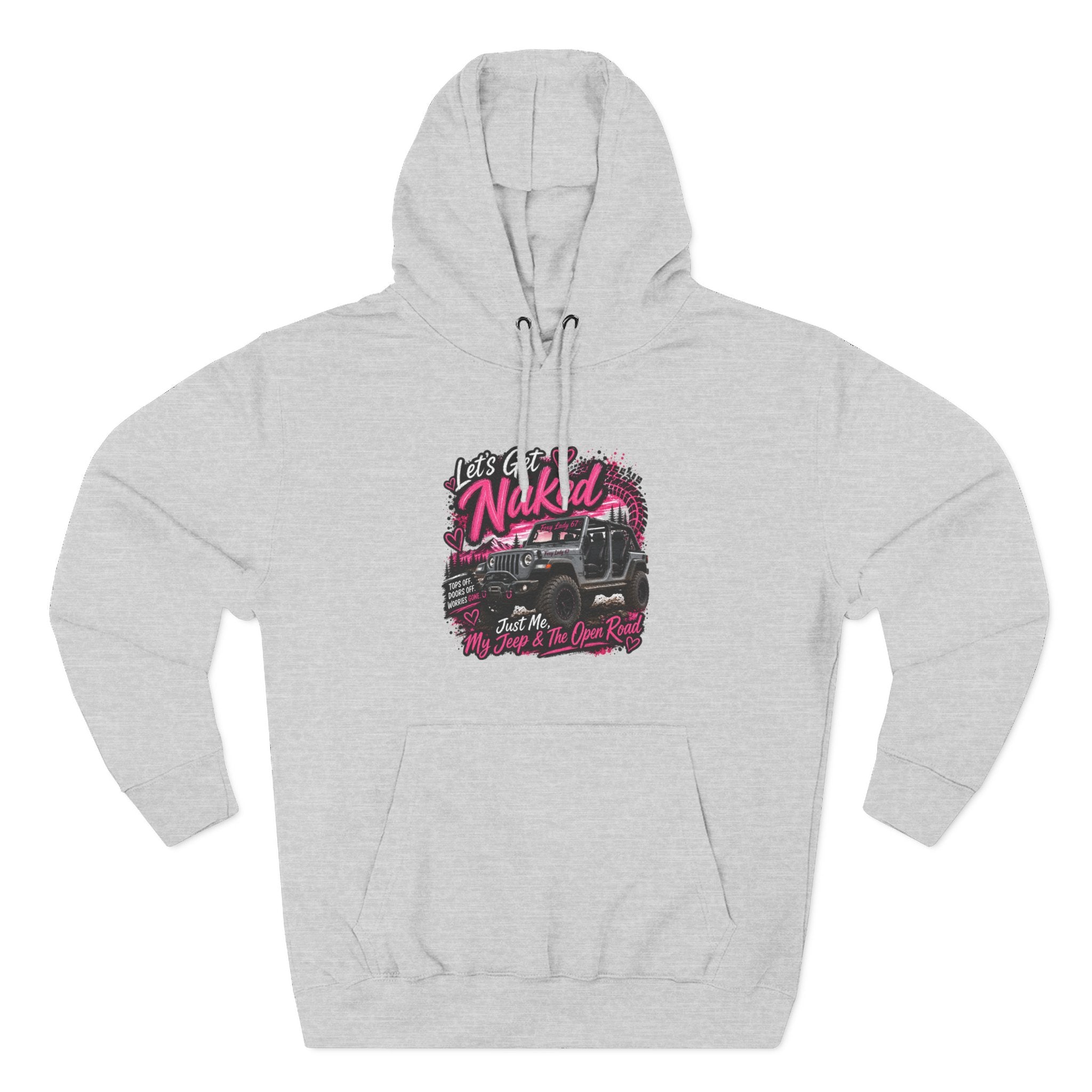 Jeep 'Let's Get Naked' Graphic Hoodie — (Pink) Off-Road Adventure Pullover