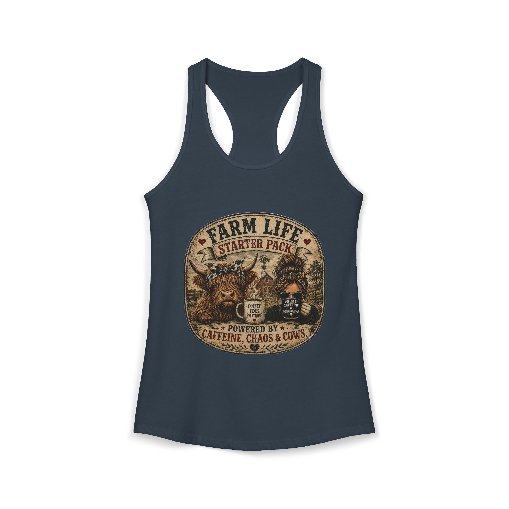 Farm Life Highland Cow Women's Ideal Racerback Tank
