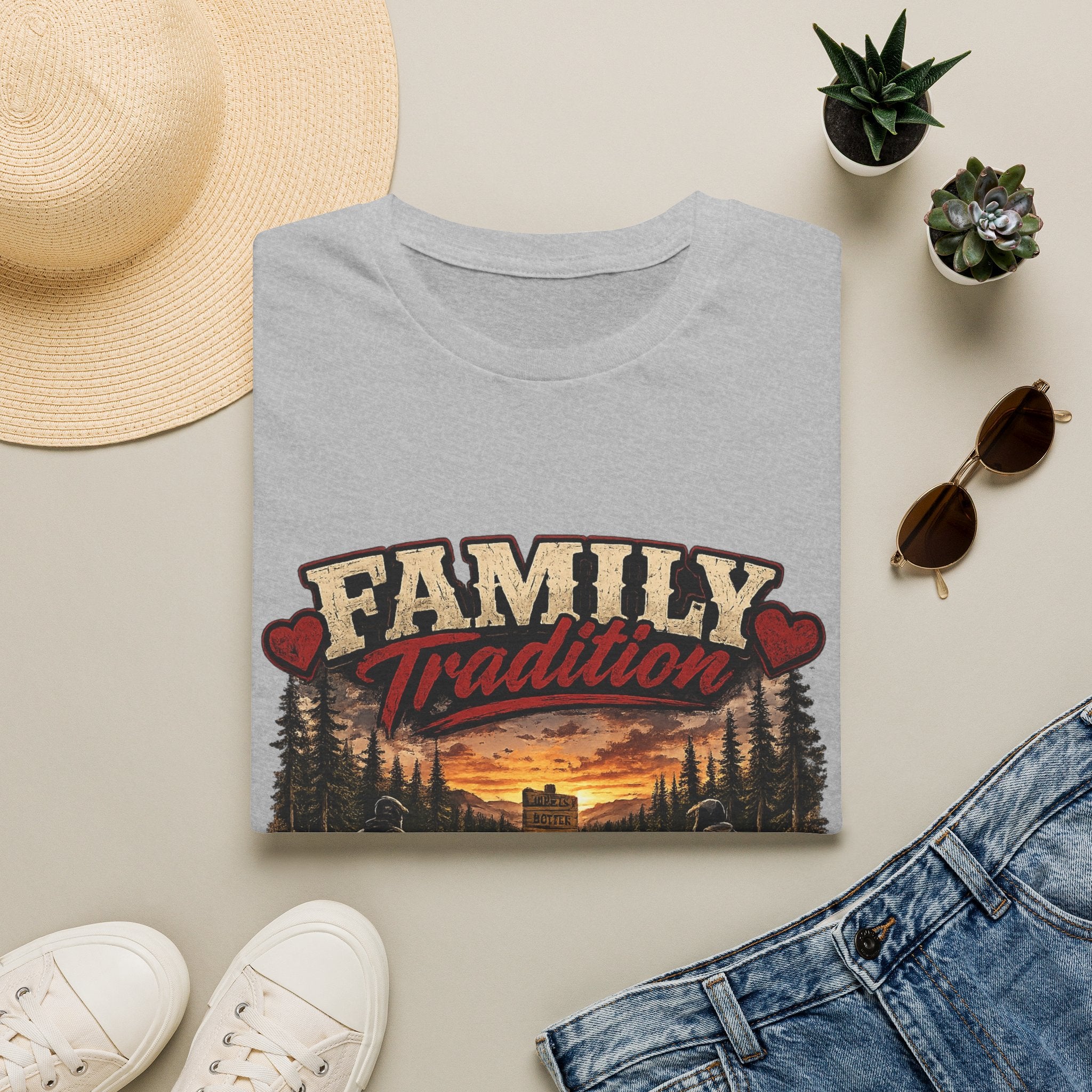 Family Tradition T-Shirt — 'Some Families We Gather Around A Table, We Gather Around A Trailhead' Outdoor Camping Tee