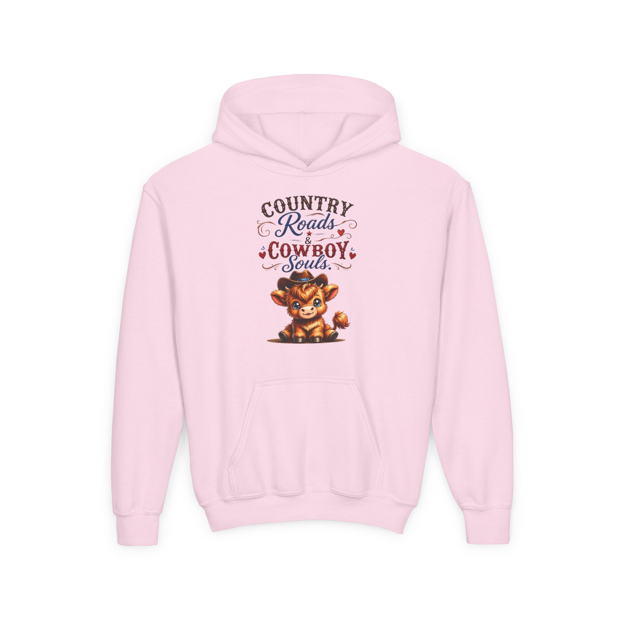 Country Roads Cowboys Souls Youth Heavy Blend Hooded Sweatshirt