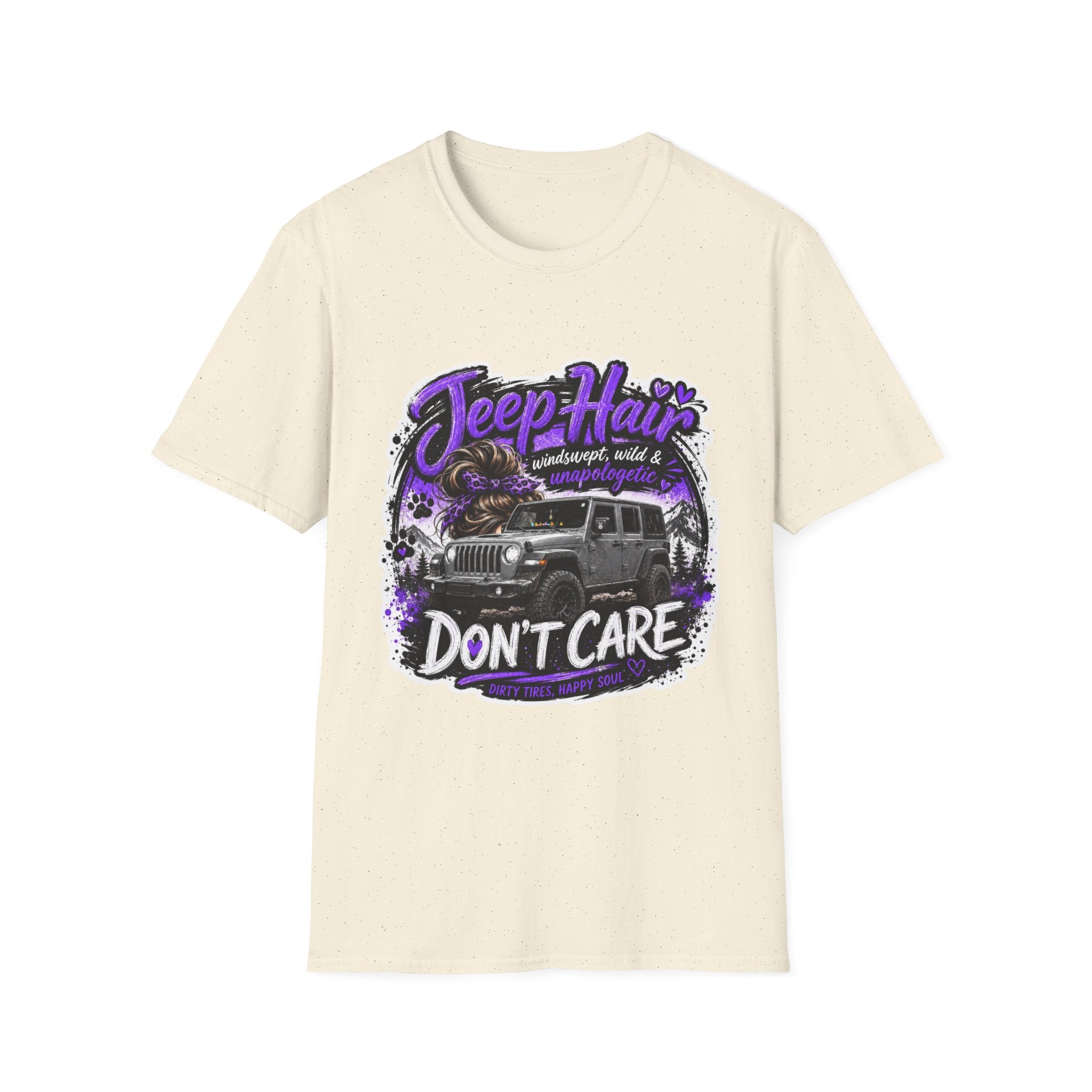 Jeep Hair Don't Care (Purple) Unisex Softstyle T-Shirt