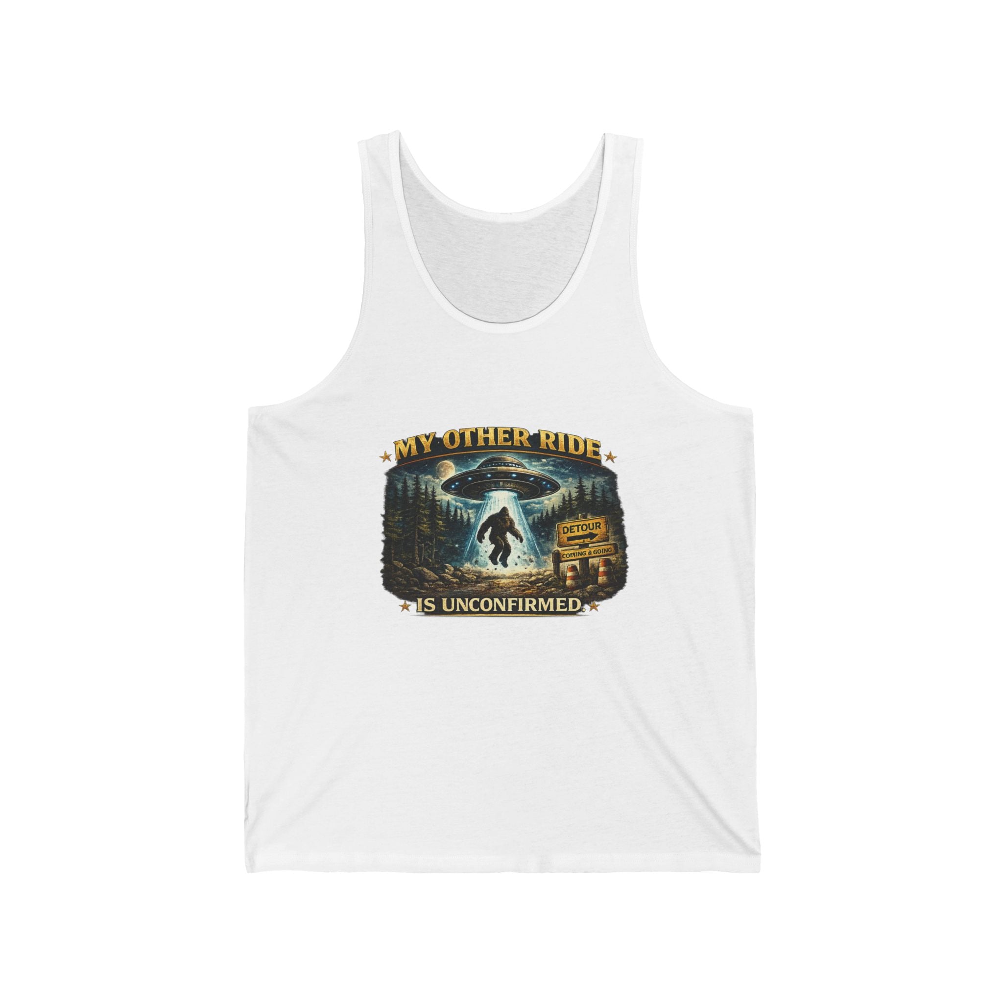 "My Other Ride is Unconfirmed" Cryptid Graphic Tank - Bigfoot UFO Tank Top