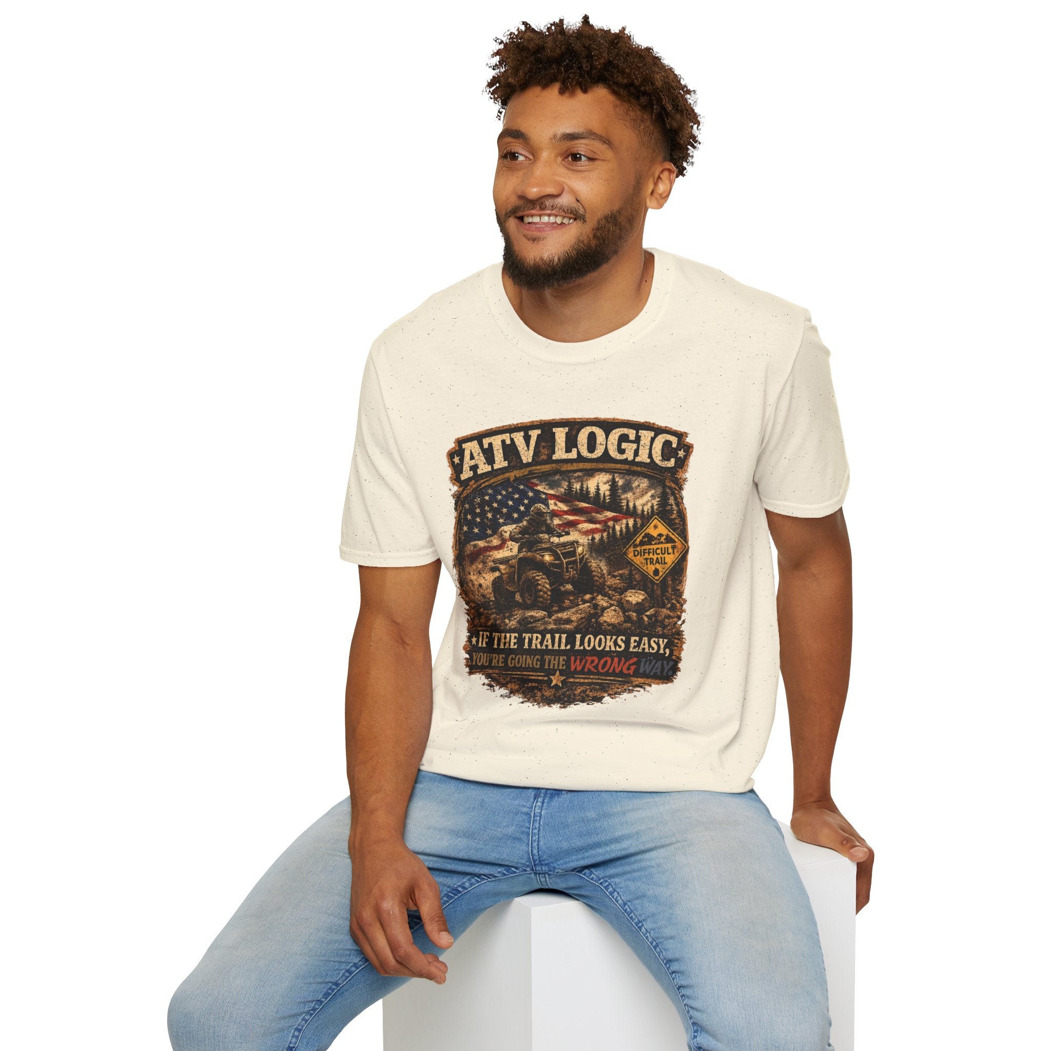 ATV Logic T‑Shirt — American Flag Off‑Road ATV Graphic Tee