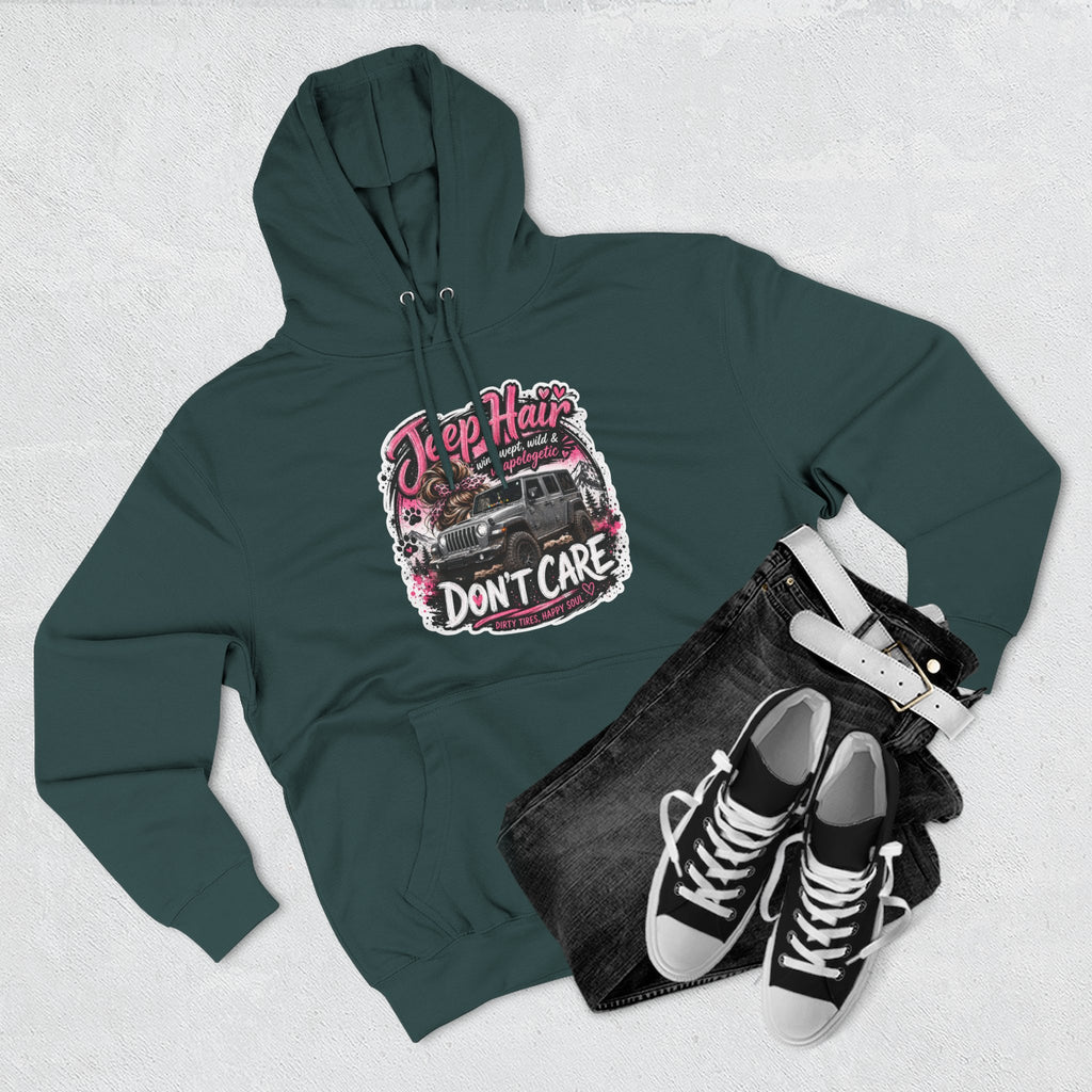 Jeep Hair Don't Care (Pink) Three-Panel Fleece Hoodie