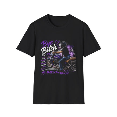"Bue Bitch" Purple Motorcycle Design – Biker Babe Graphic T‑Shirt