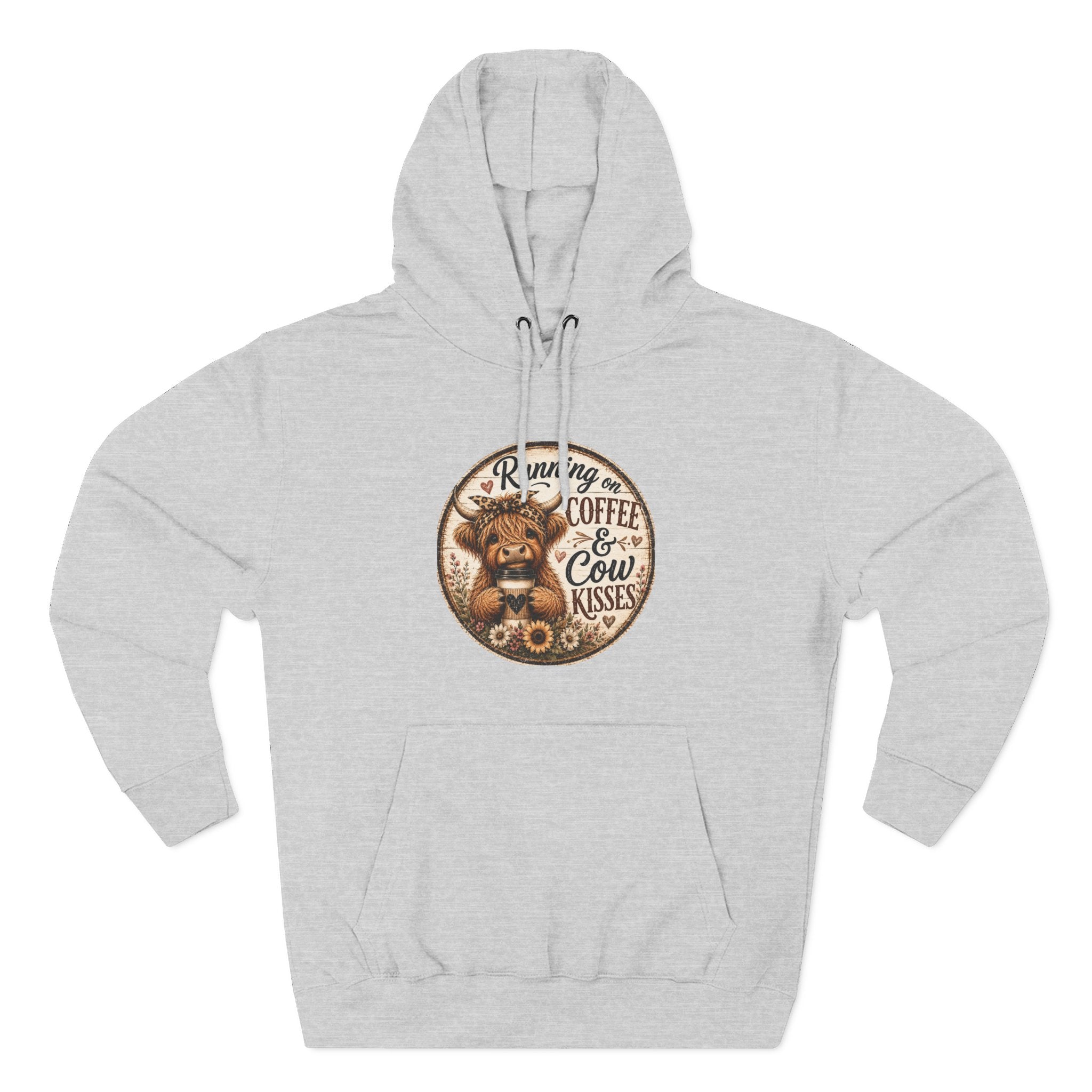 Running on Coffee & Cow Kisses Three-Panel Fleece Hoodie