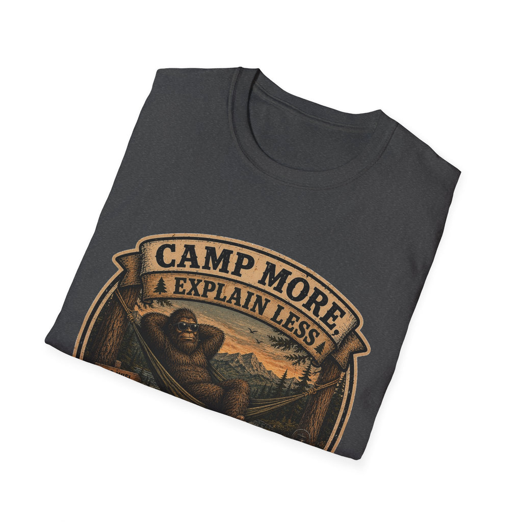“Camp More, Explain Less” Vintage Camping Graphic Tee — T-Shirt