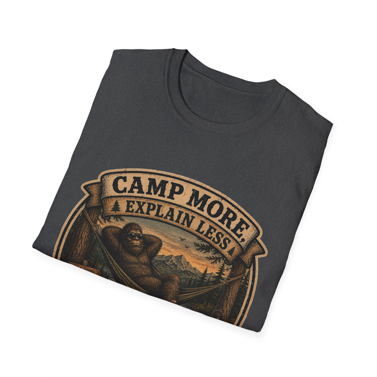 “Camp More, Explain Less” Vintage Camping Graphic Tee — T-Shirt