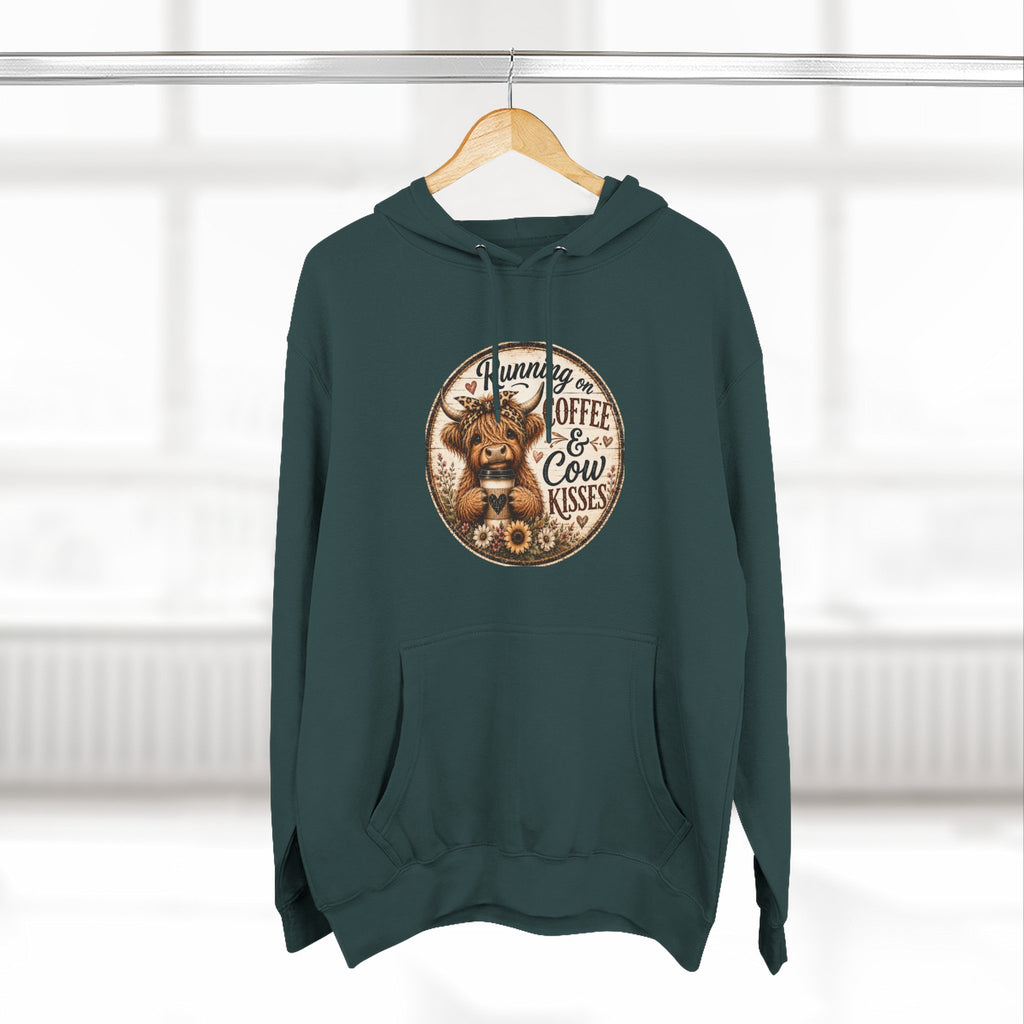 Running on Coffee & Cow Kisses Three-Panel Fleece Hoodie